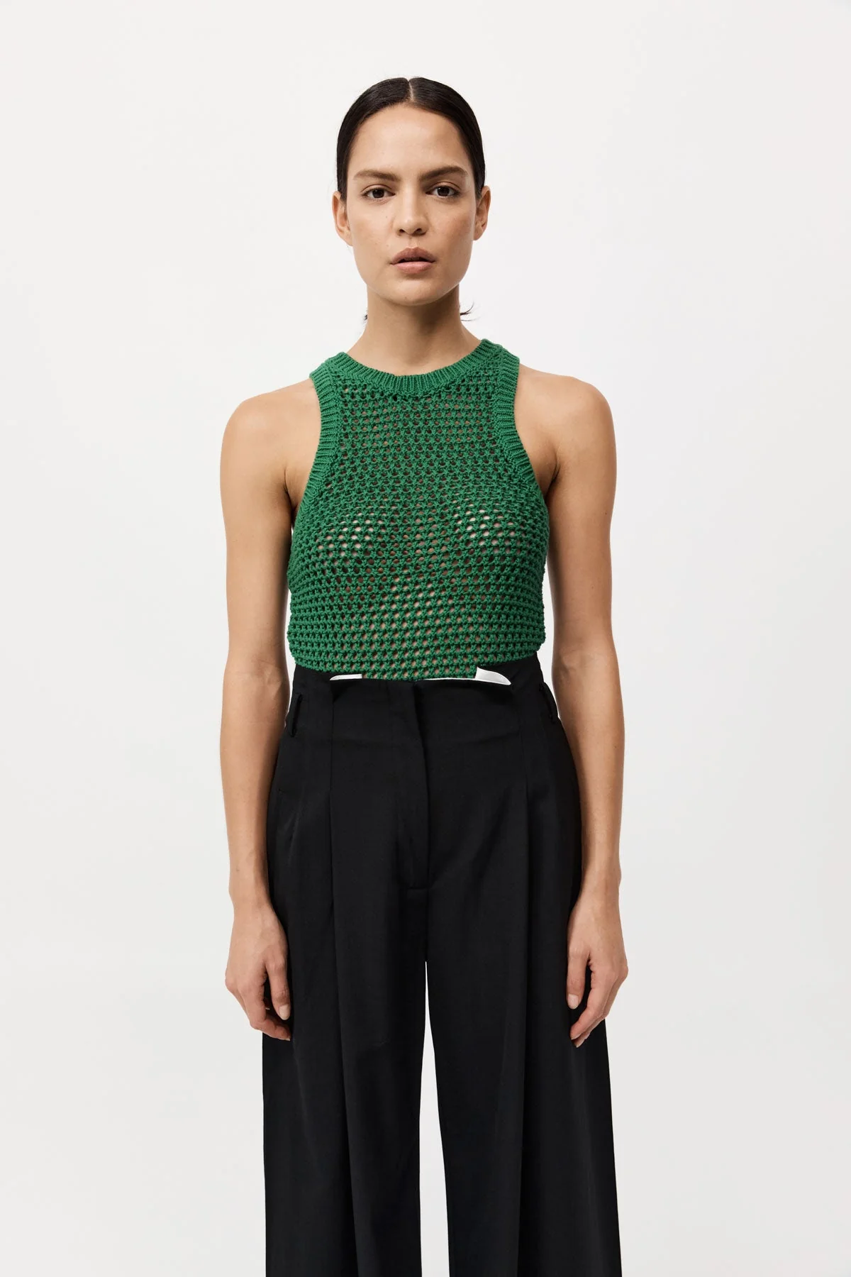 Cotton Crochet Tank - Verde