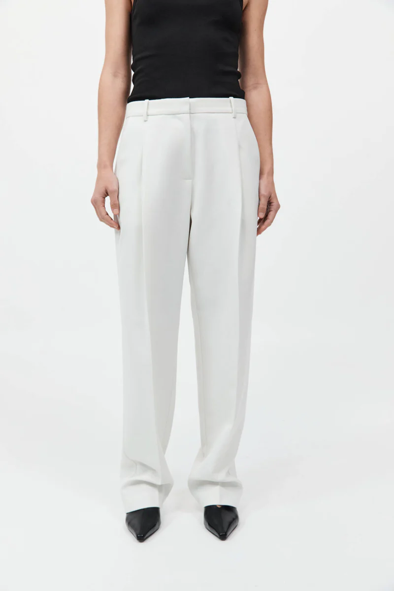 Tailored Pleat Pant - White