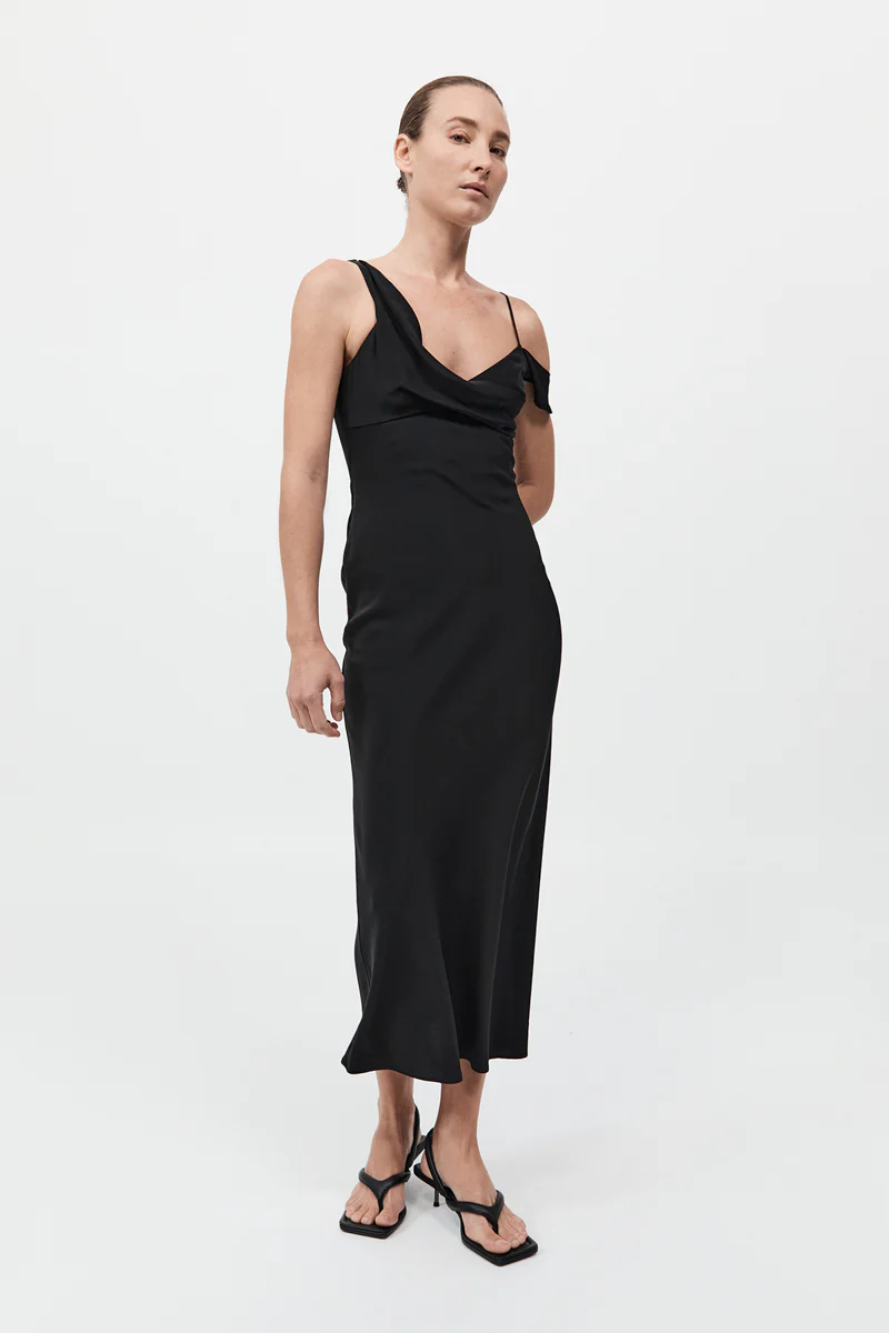 Silk Drape Dress - Black