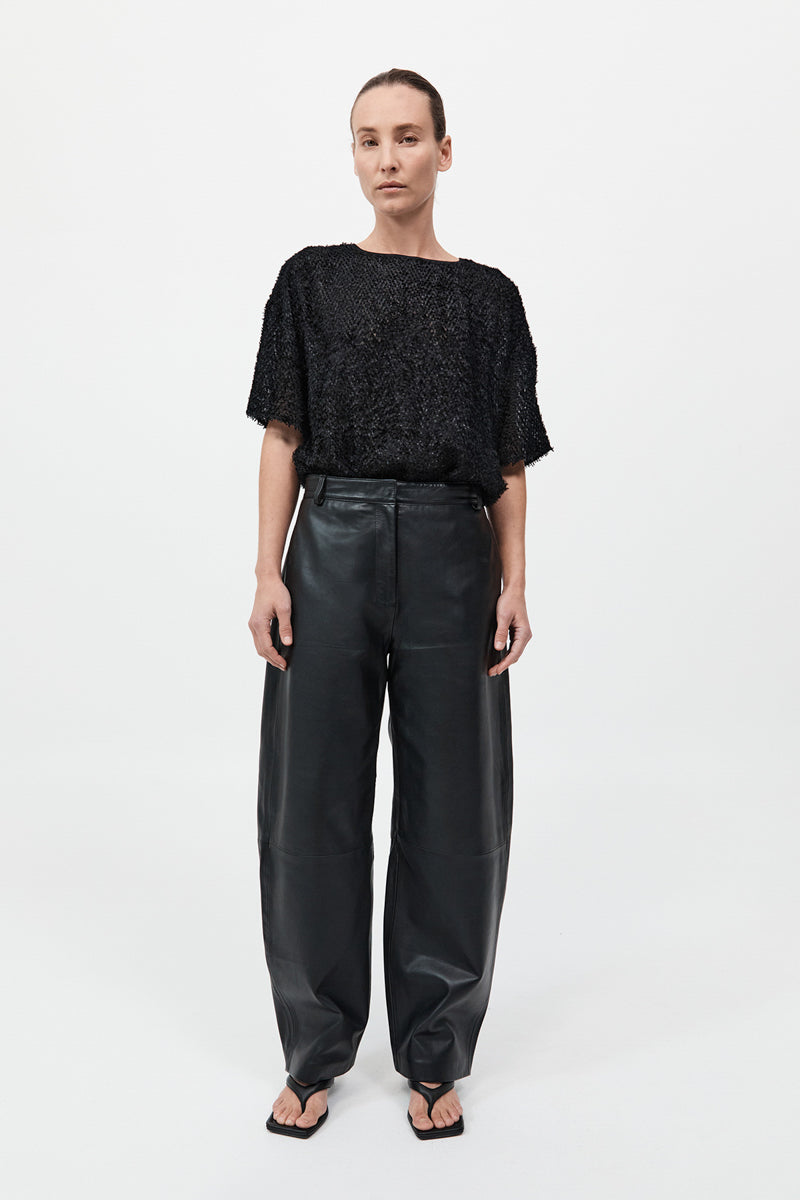 Feathered Silk Tee - Black