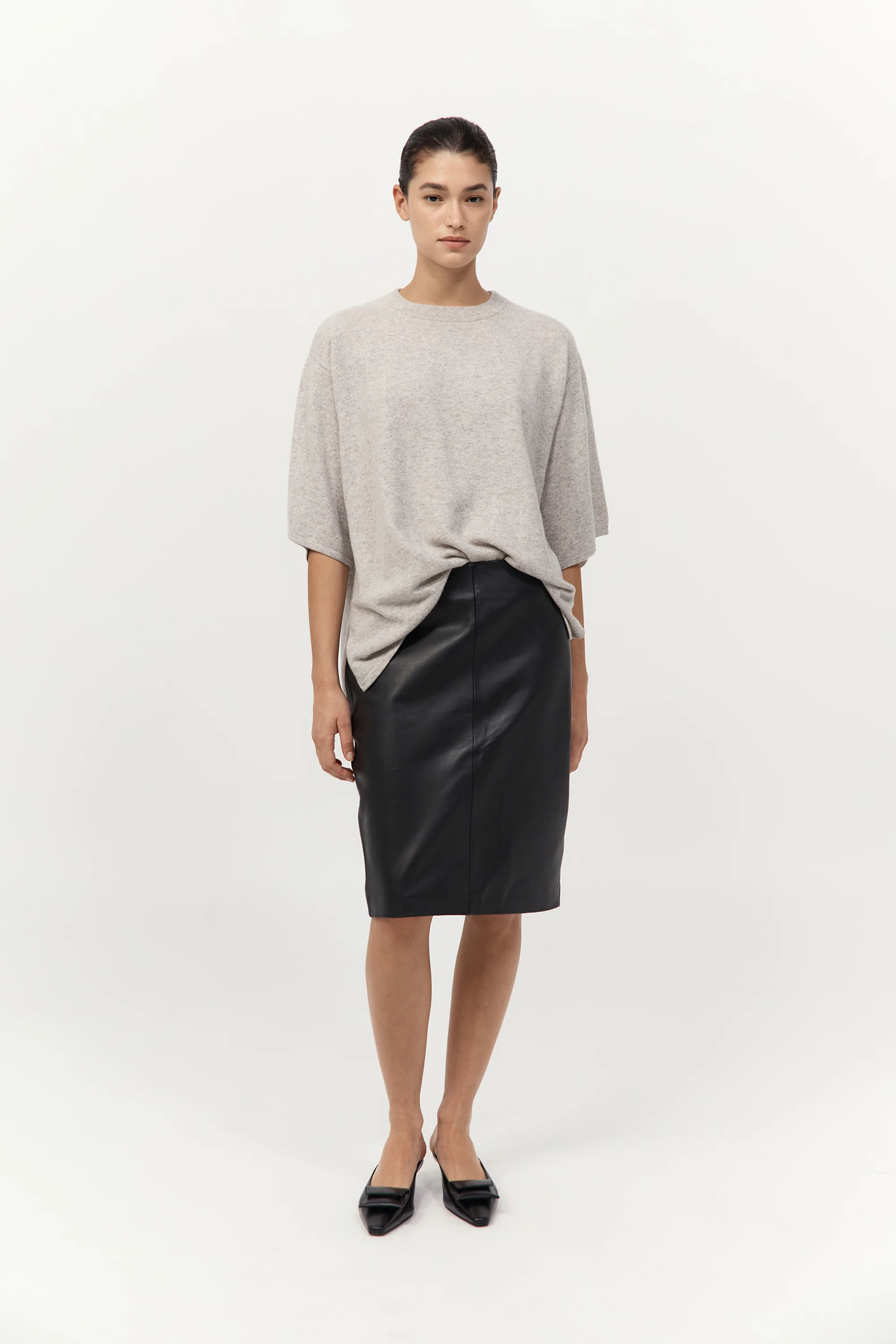 Leather Pencil Skirt - Black