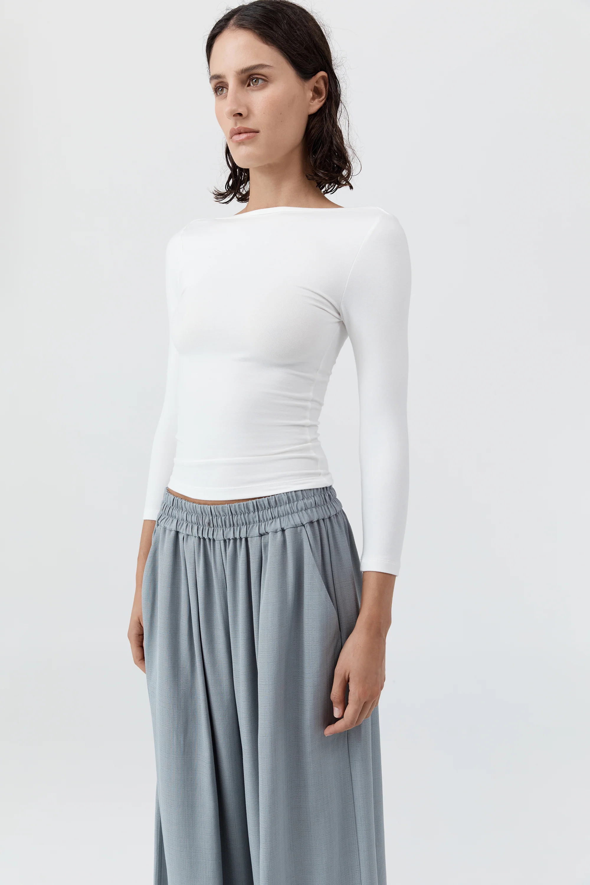 Soft Jersey Ballerina Top - White