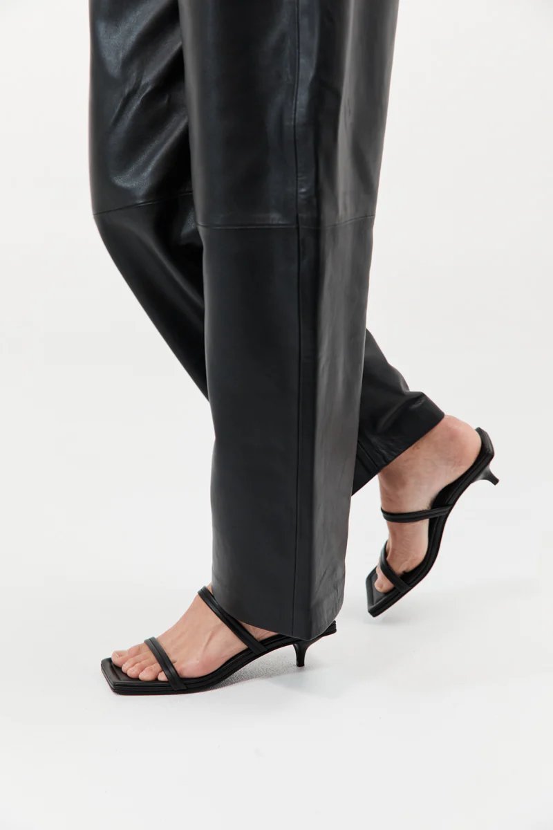 Fine Strap Kitten Heel - Black