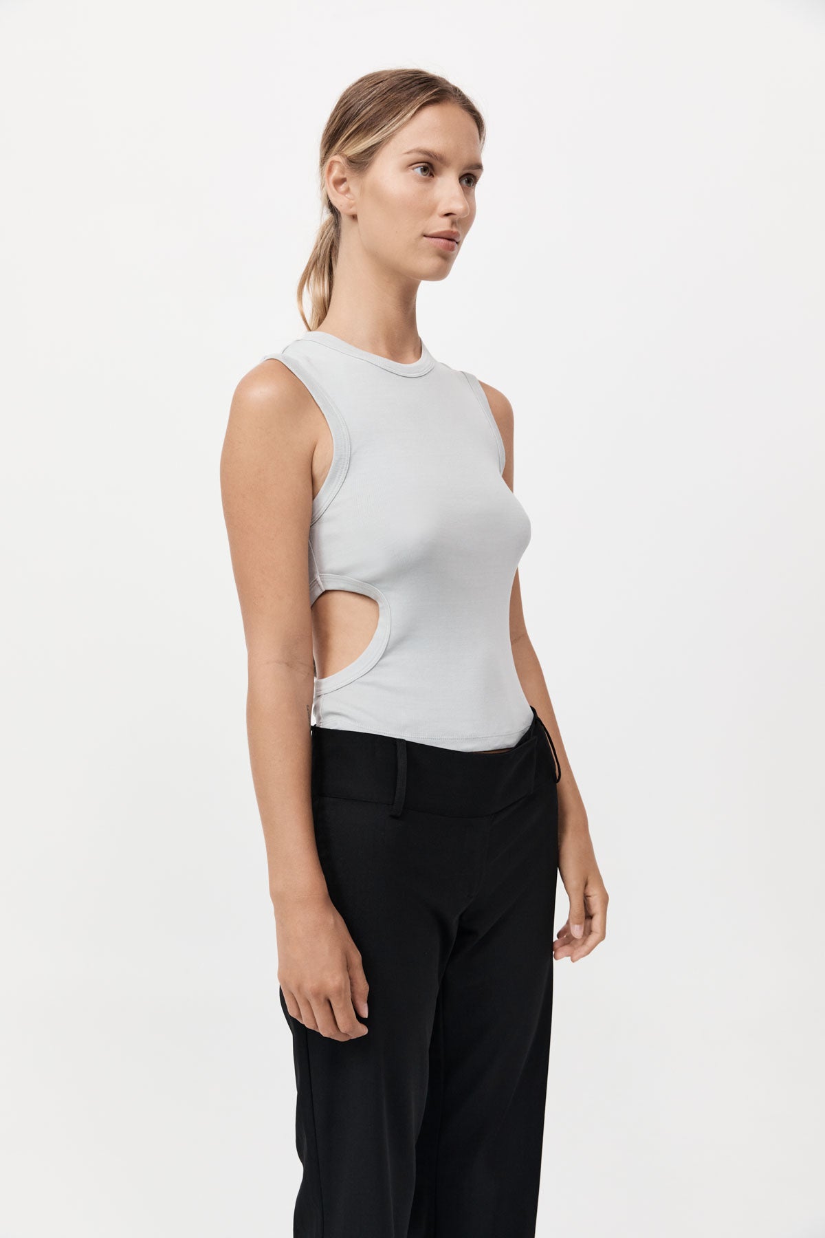 Organic Cotton Cut Out Tank - Silver
