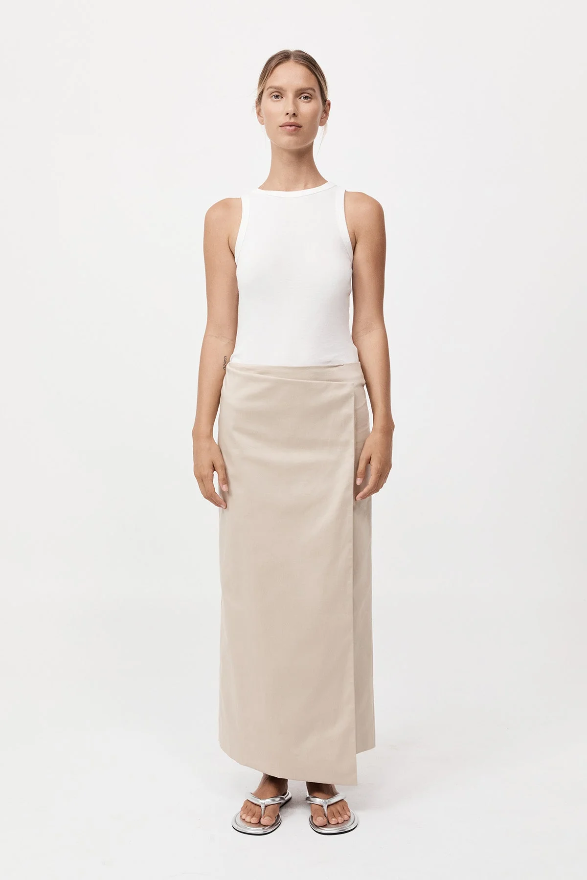 Column Wrap Skirt - Champagne