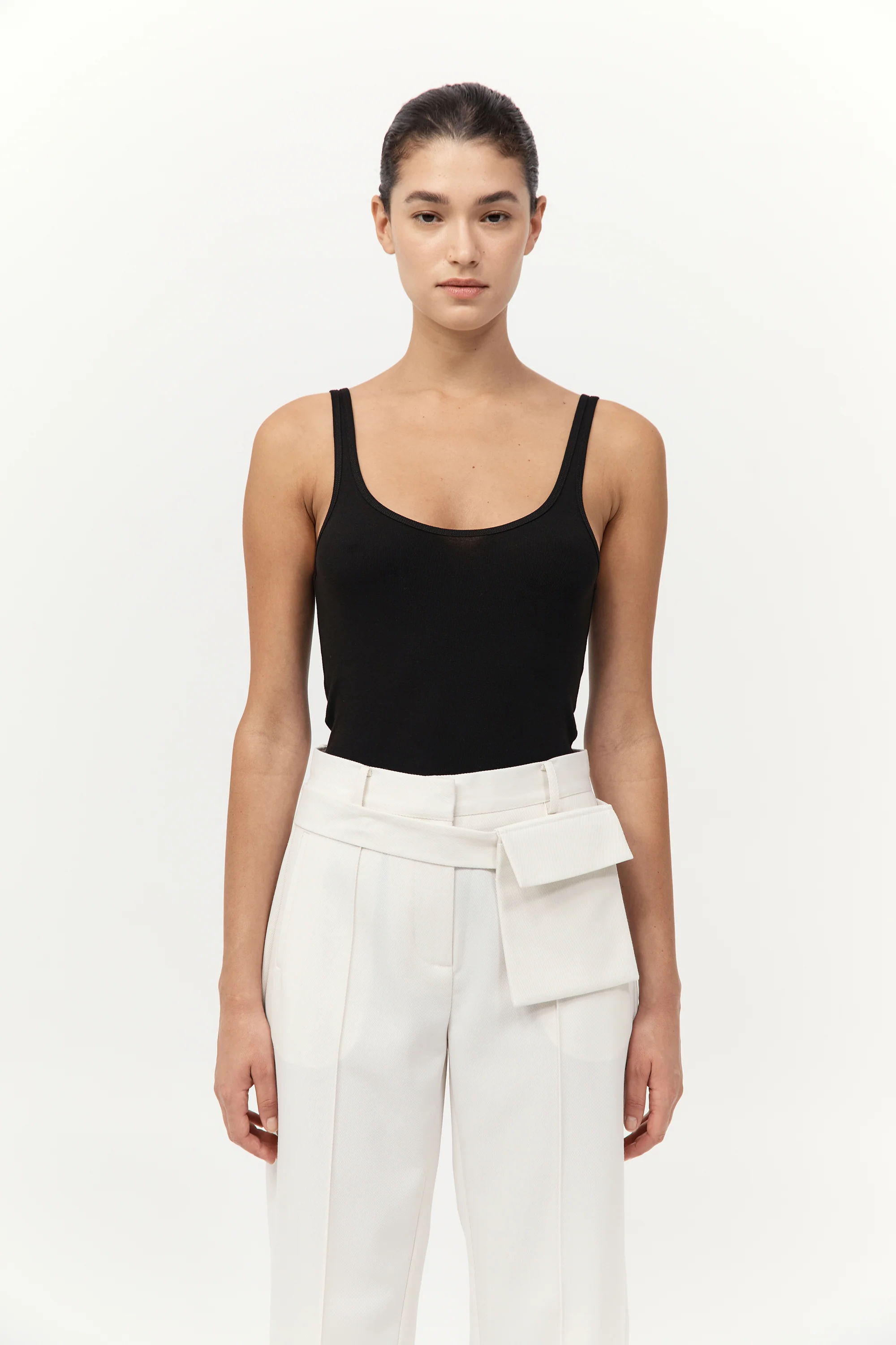 Organic Cotton Slim Scoop Tank - Jet Black