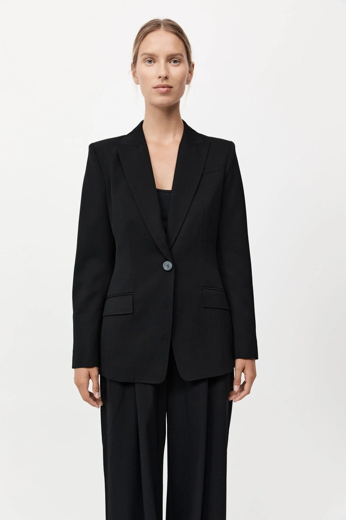 Slim Cut Out Blazer - Black