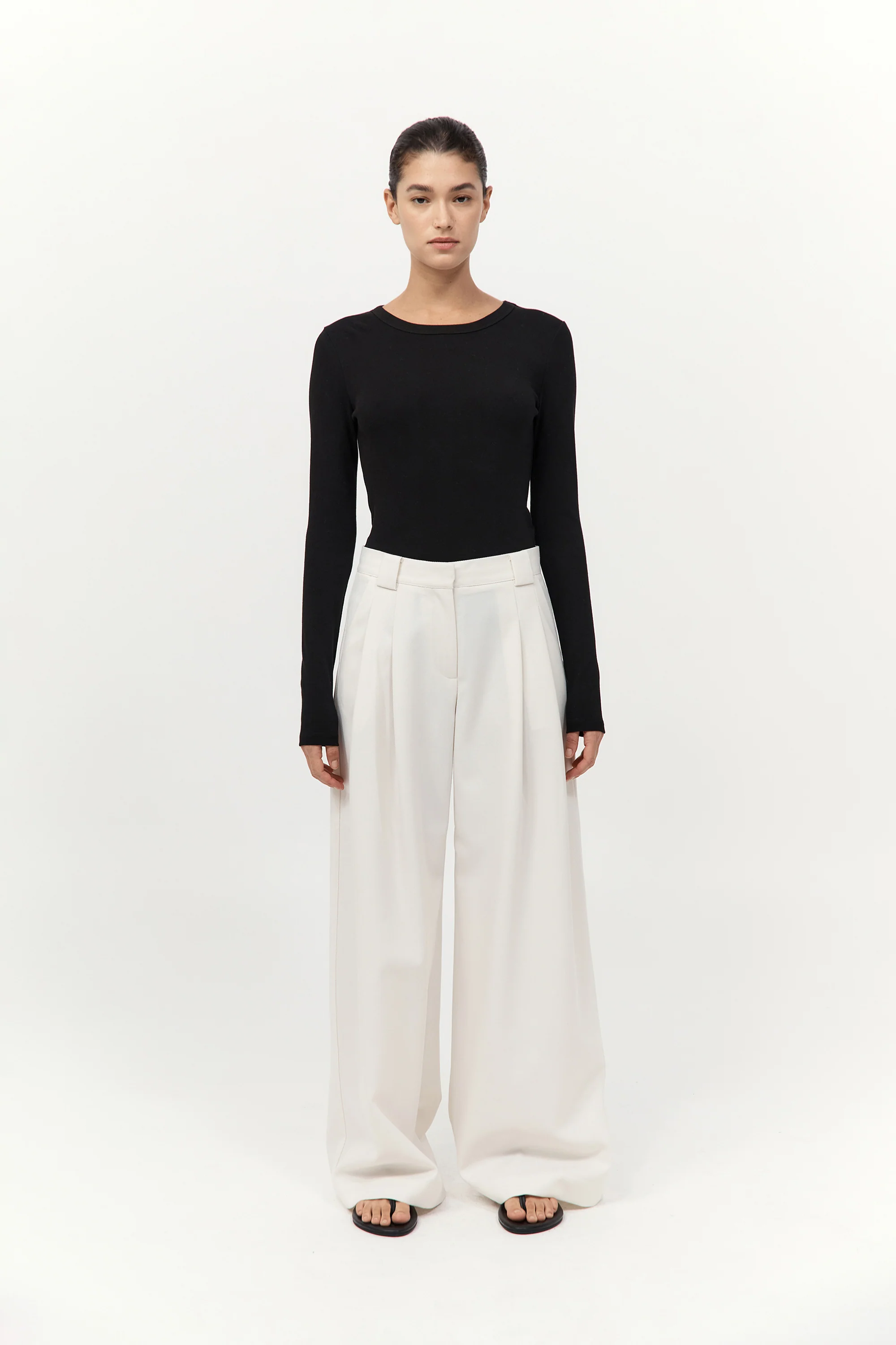 Organic Cotton Long Sleeve Top - Jet Black