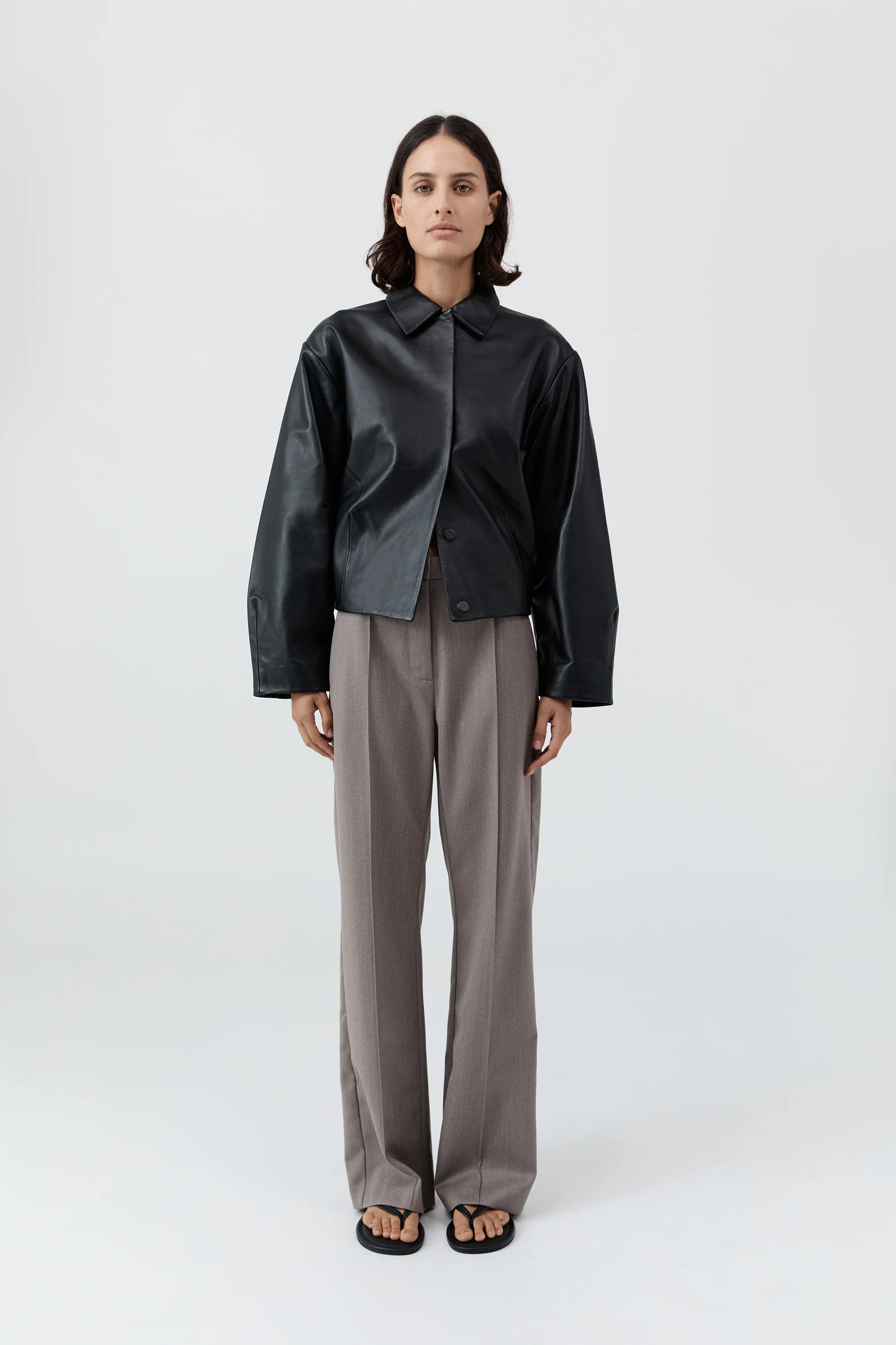 Cocoon Leather Jacket - Black