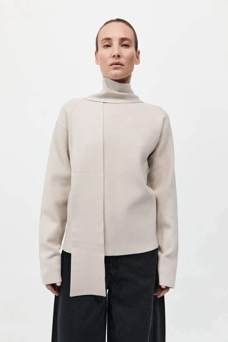 Milano Knit Scarf Jumper - Creme