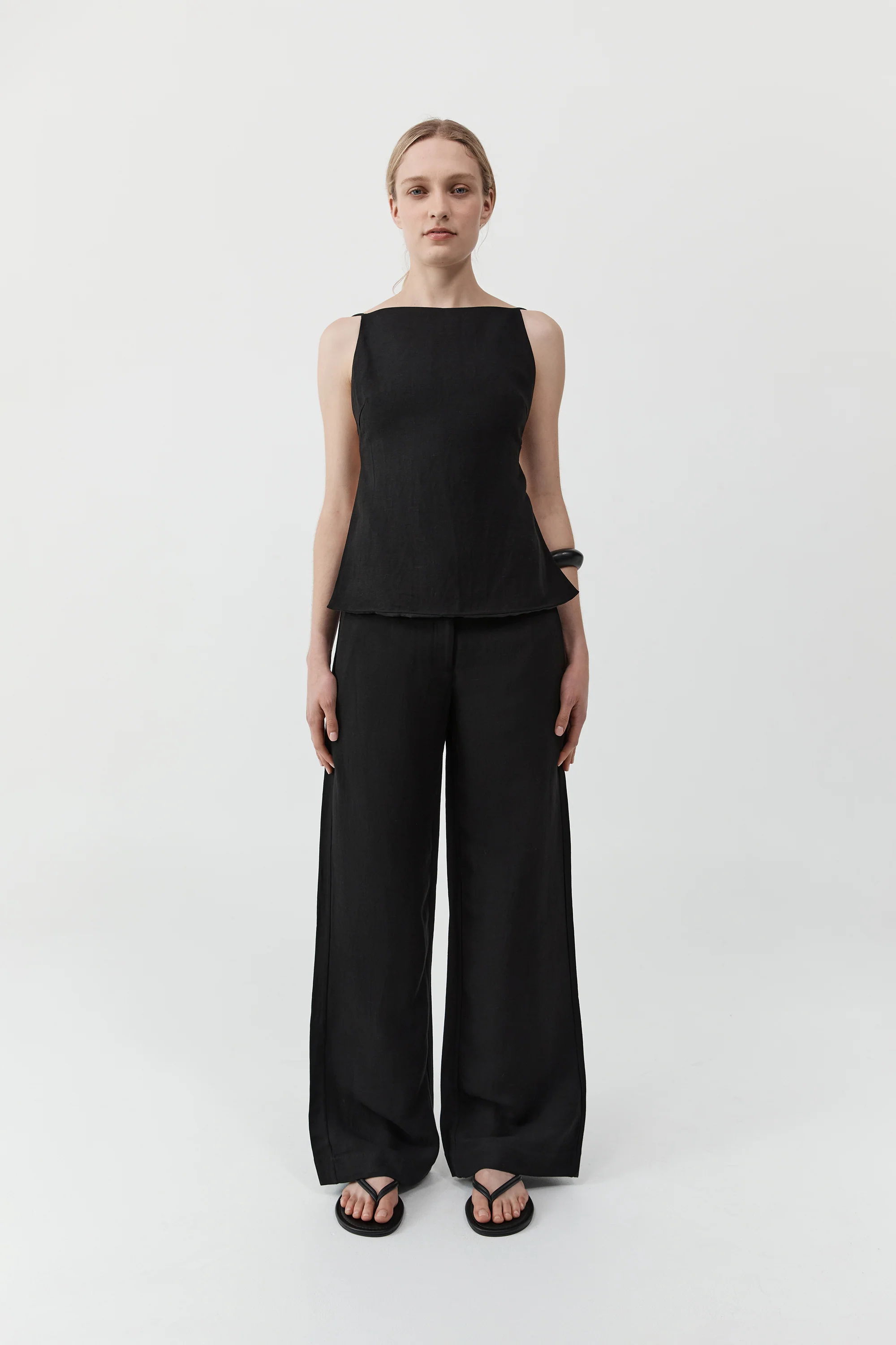 Wide Waistband Pants - Black