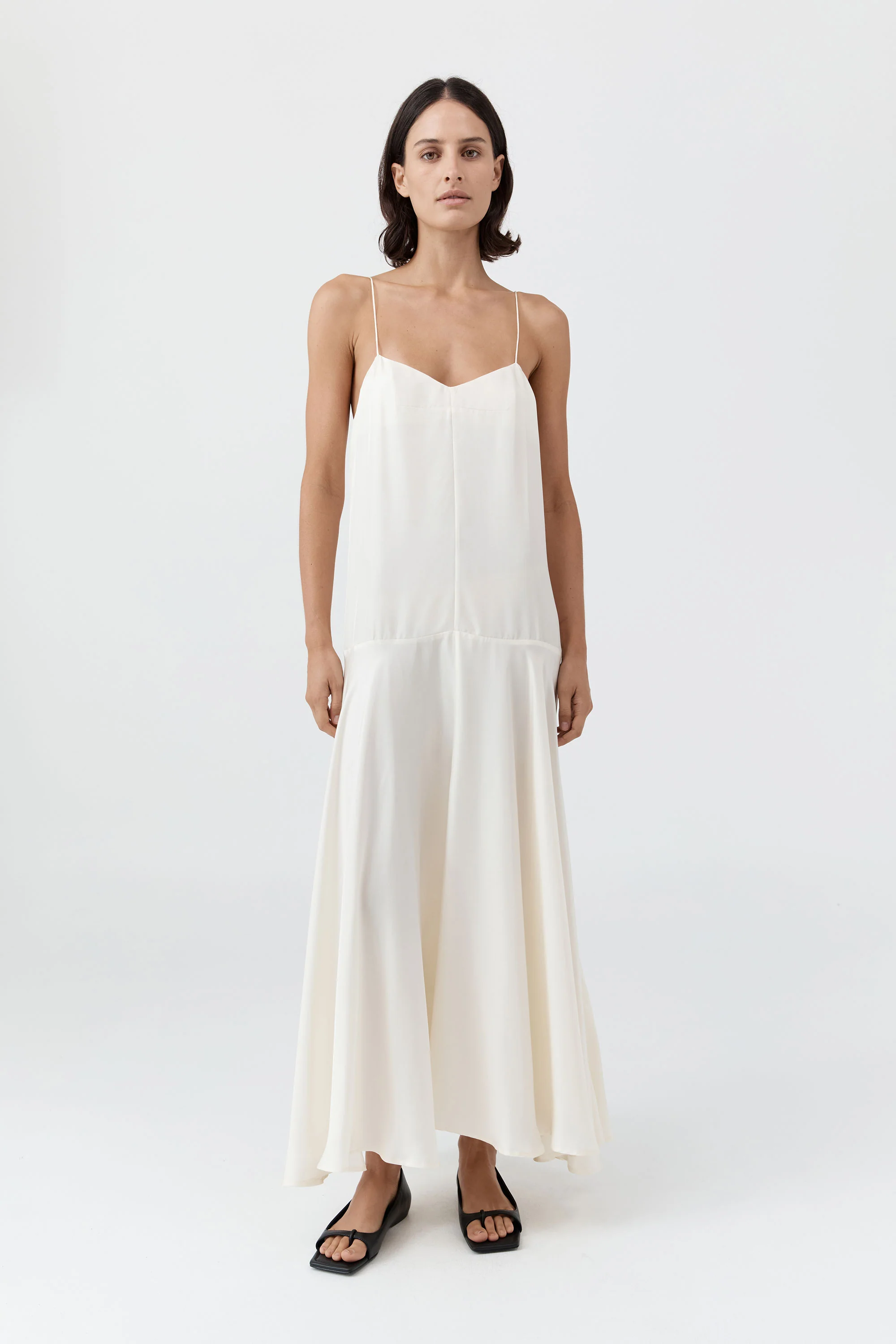Silk Twill Relaxed Slip Dress - Milk