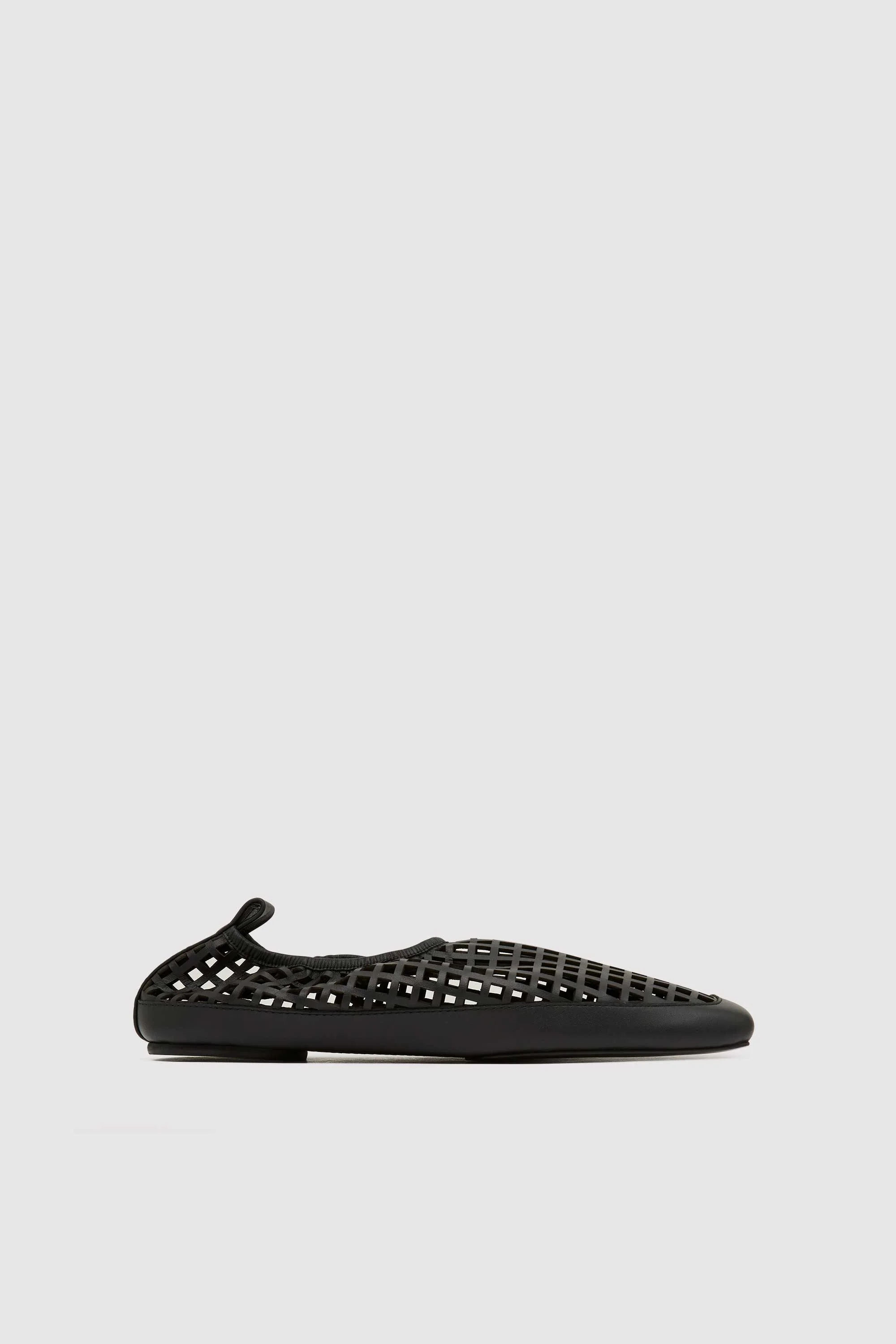 Perforated Square Toe Flat - Black