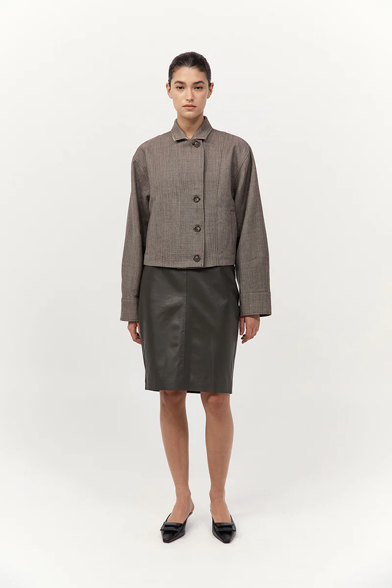 Wool Cocoon Bomber - Parquetry