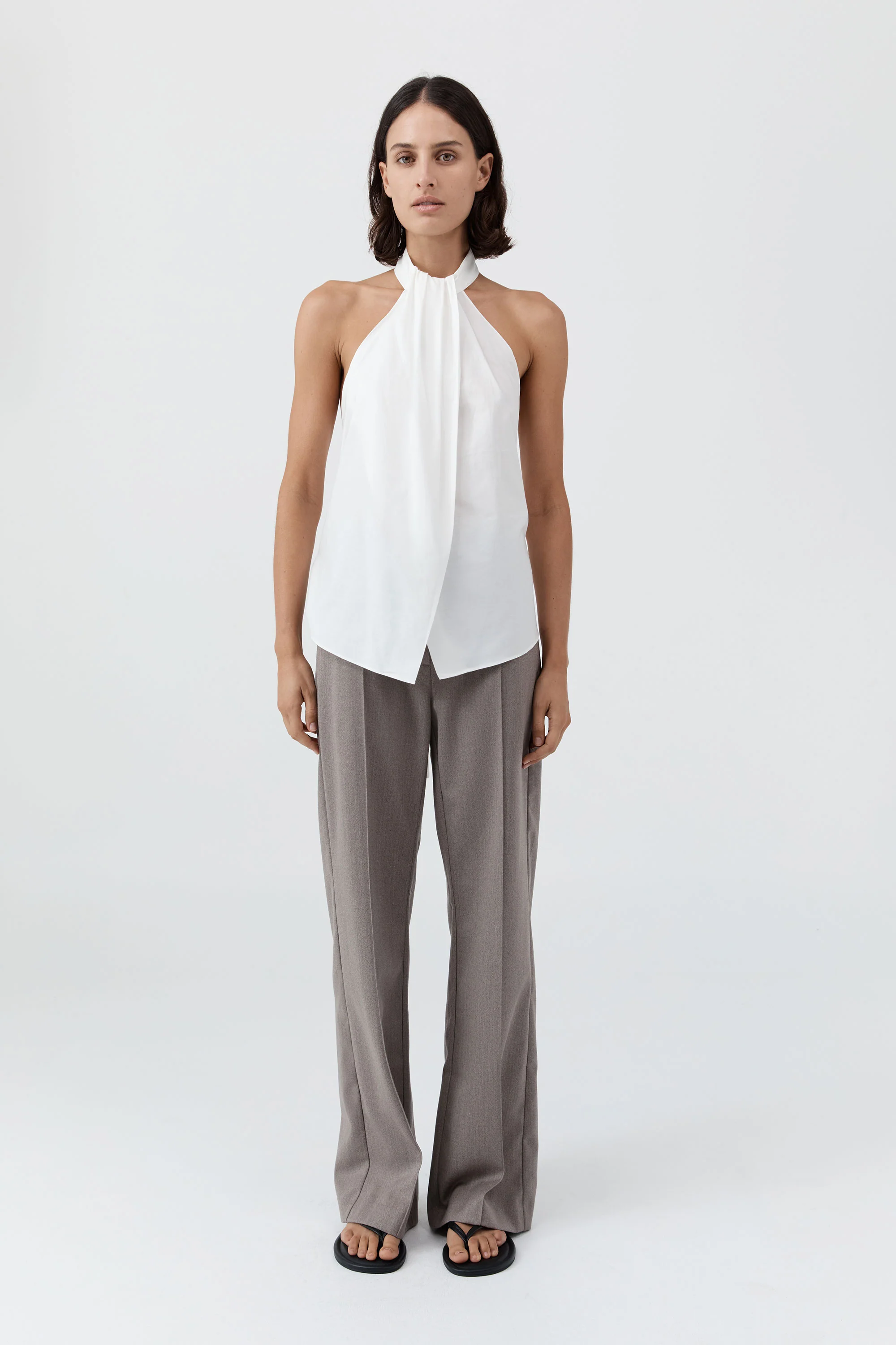 Oxford Halter Tie Back Top - White