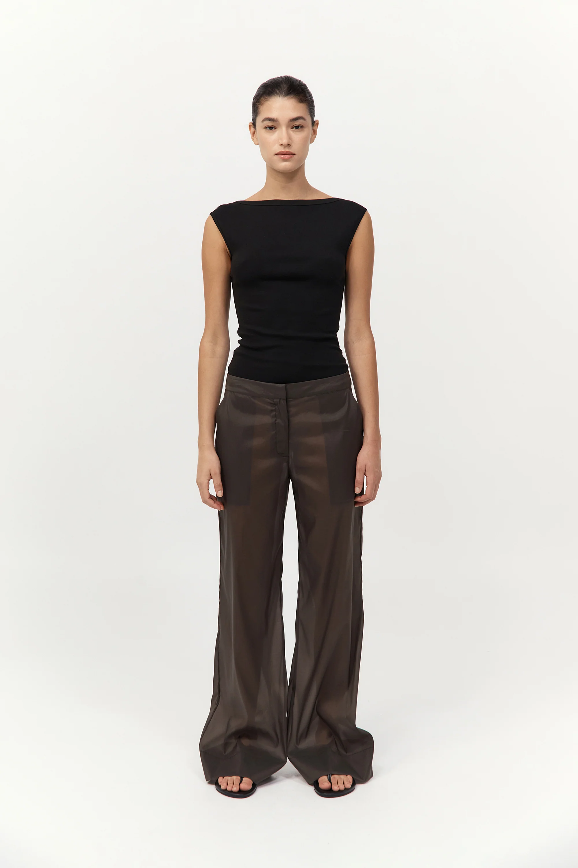 Tailored Transparent Pants - Black Olive
