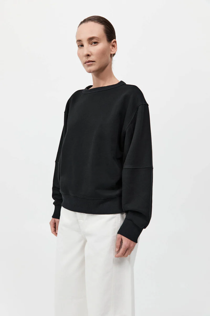 Organic Cotton Panelled Sweater - Black