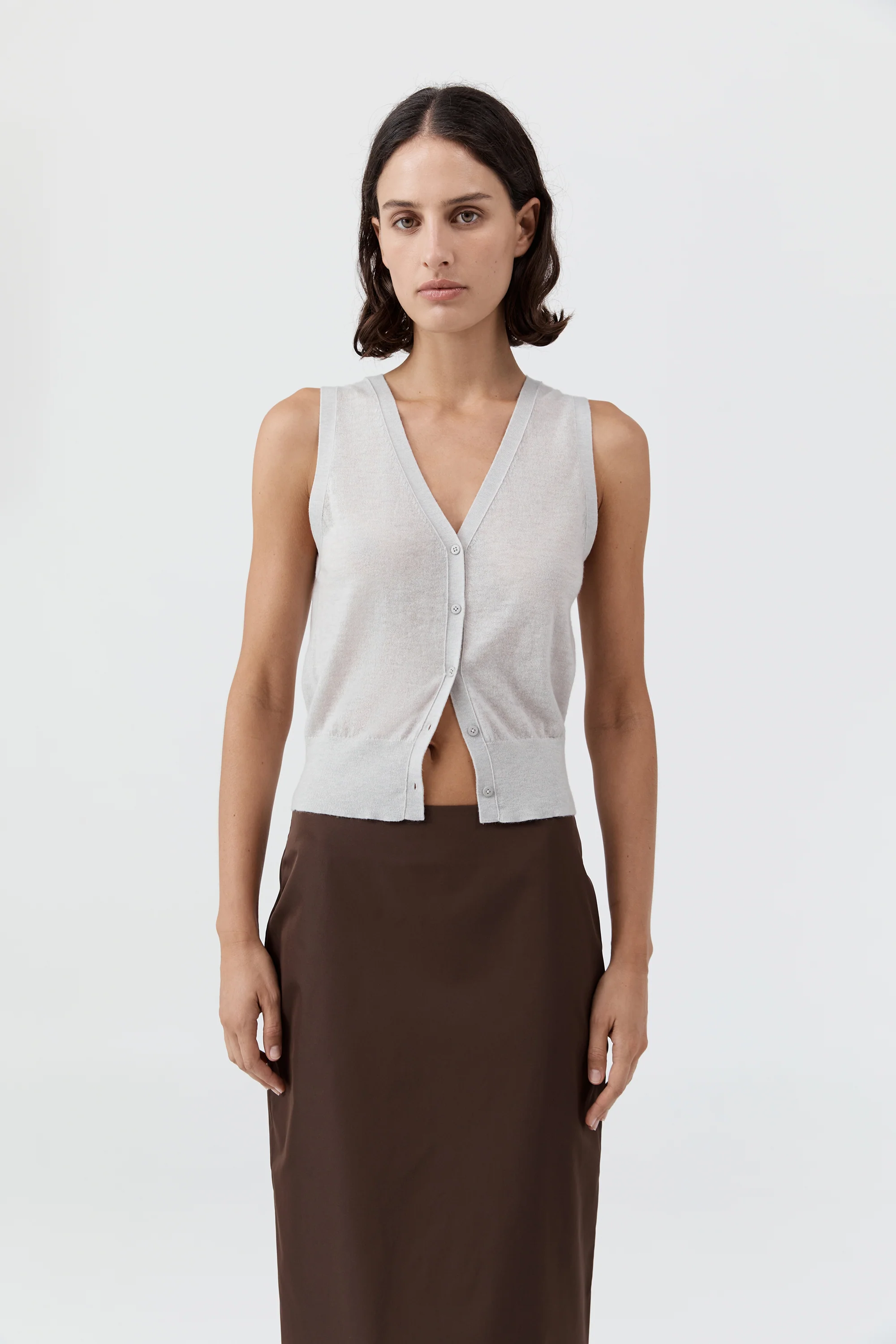 Merino Wool Oupa Vest - Light Grey Marle