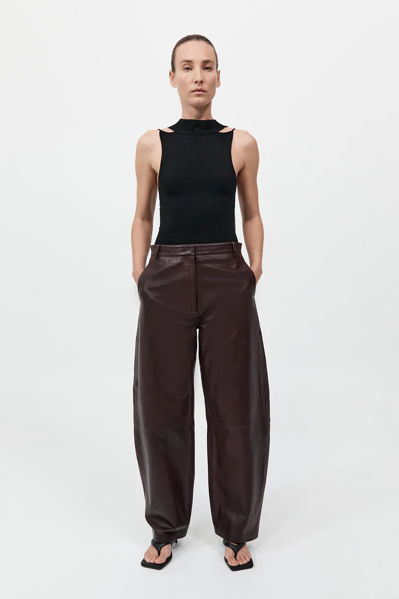 Leather Balloon Pants - Bordeaux