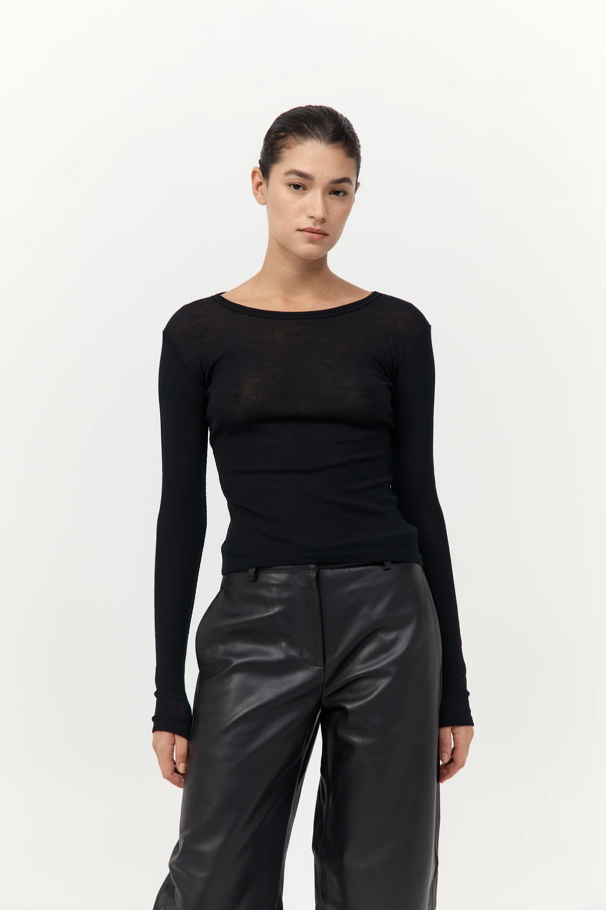 Baby Wool Long Sleeve Top - Black