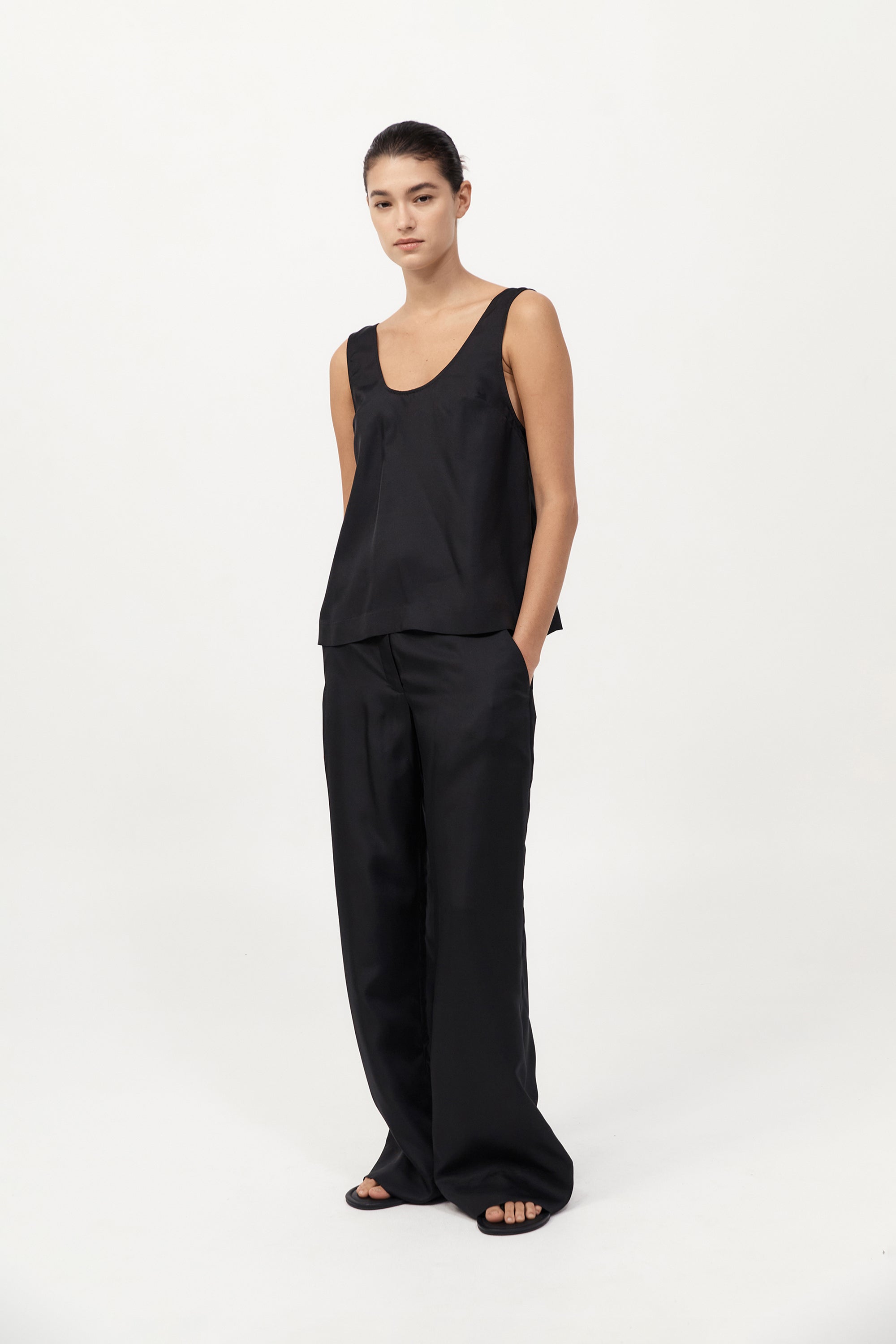 Silk Twill Pants - Black
