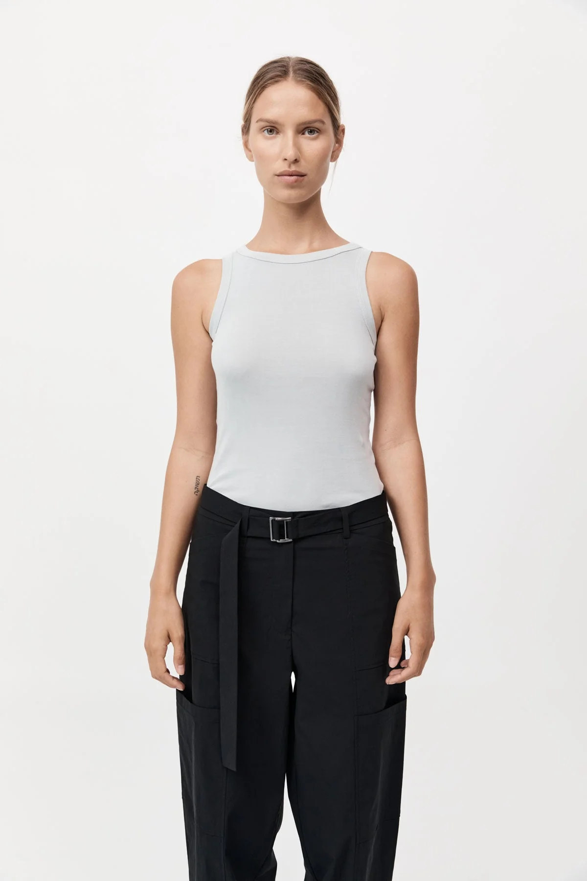 Organic Cotton Bateau Tank - Silver