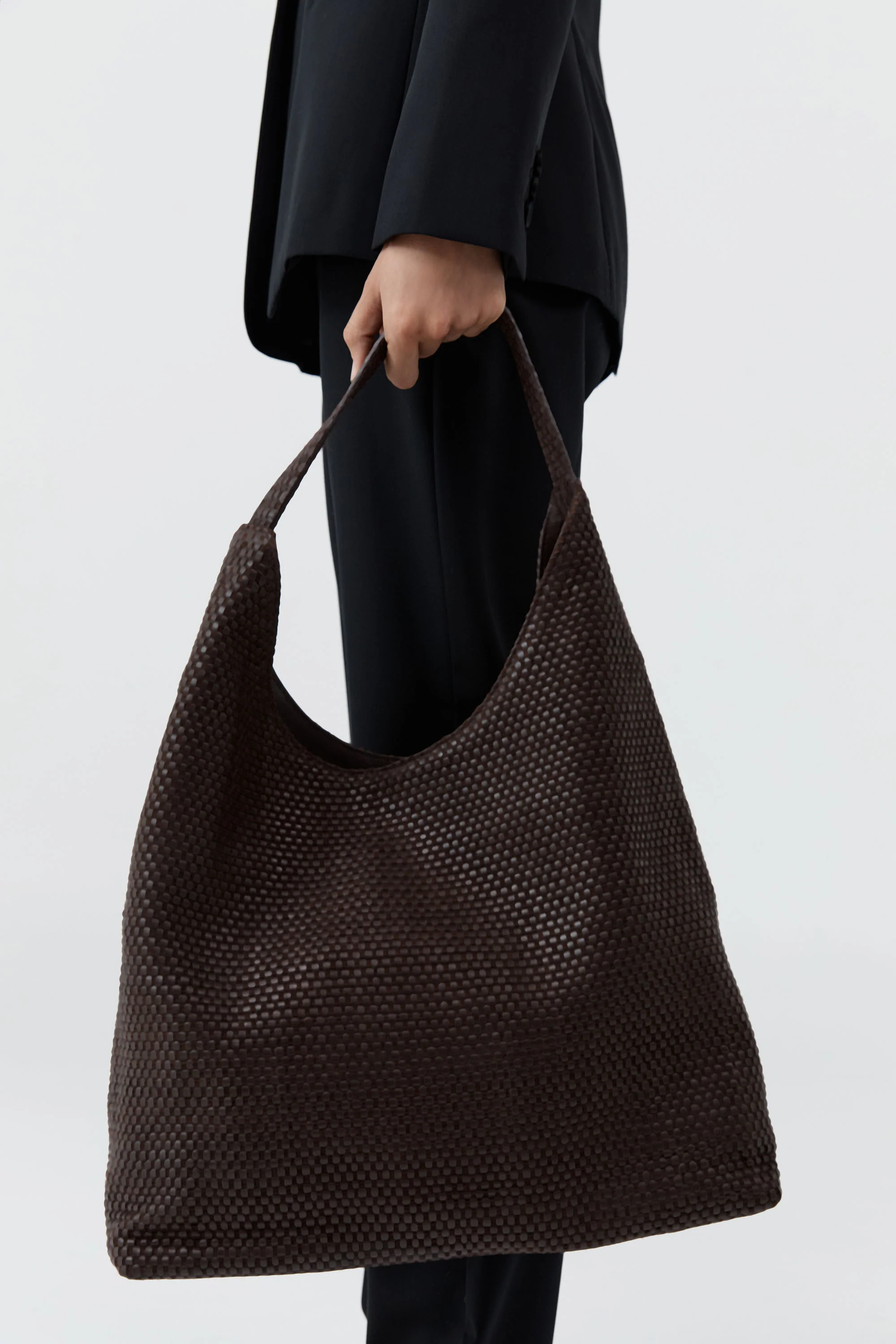 Lattice Weave Large Tote - Coffee