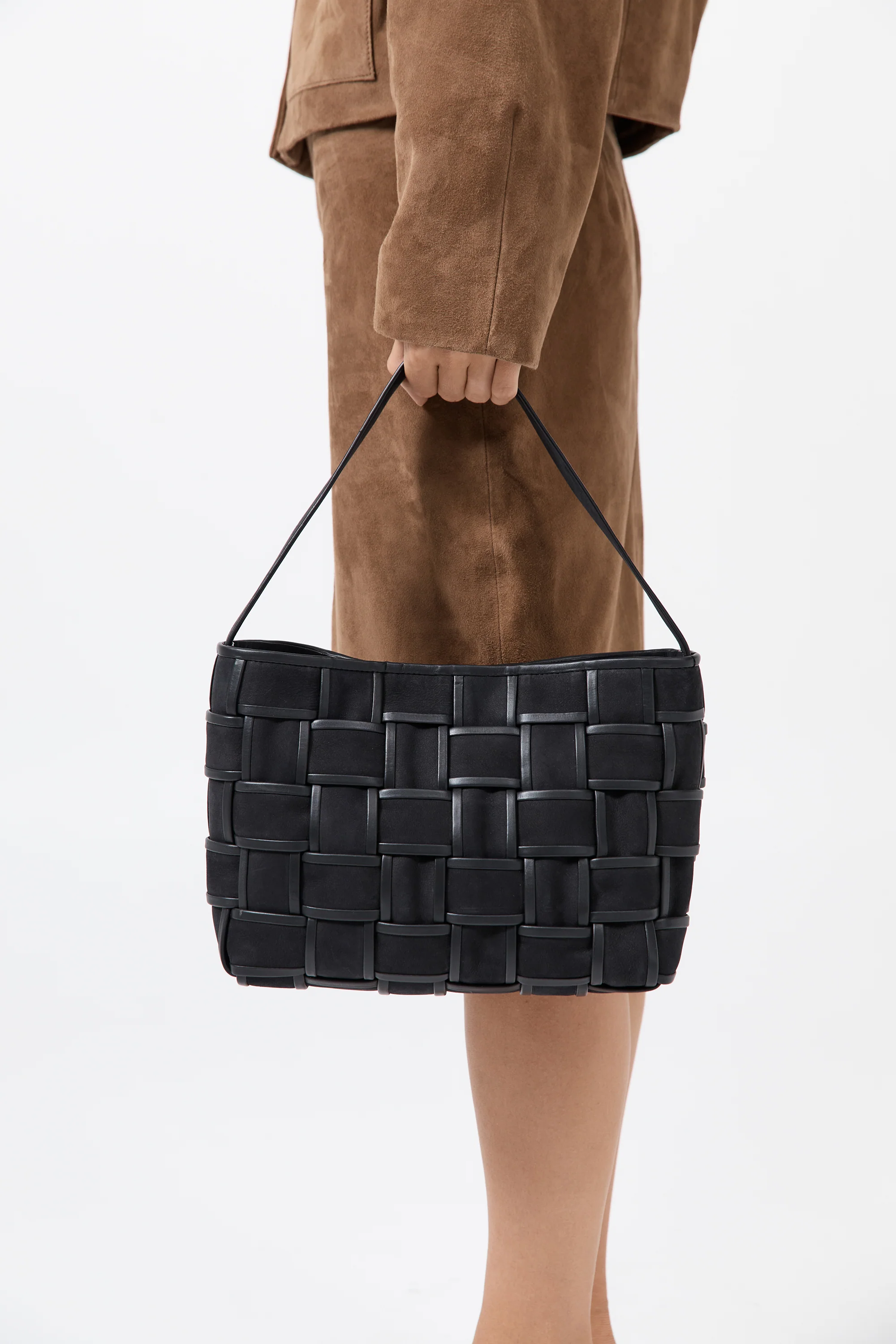 Border Woven Mini Tote - Black