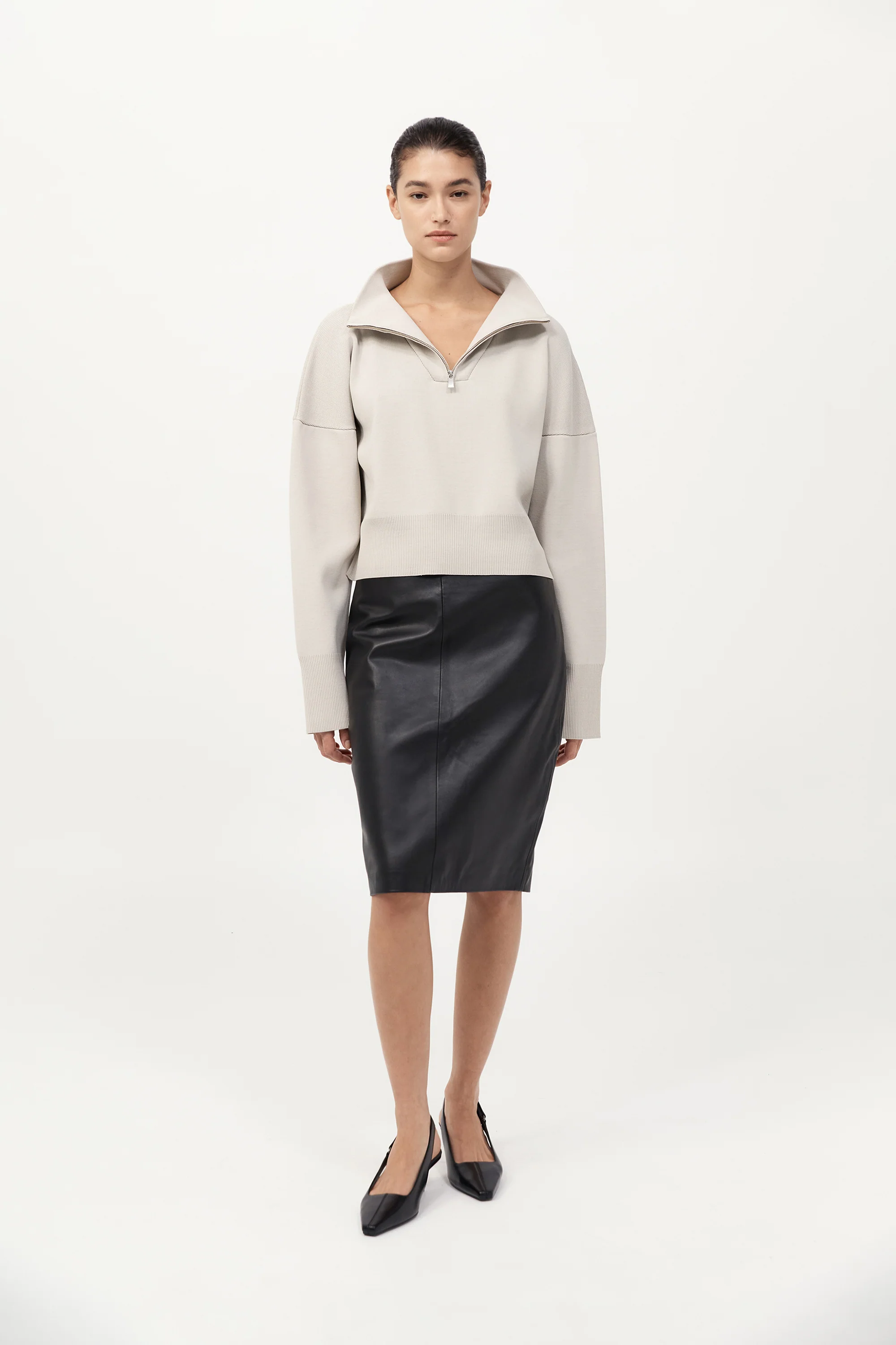 Milano Knit Zip Jumper - Silver