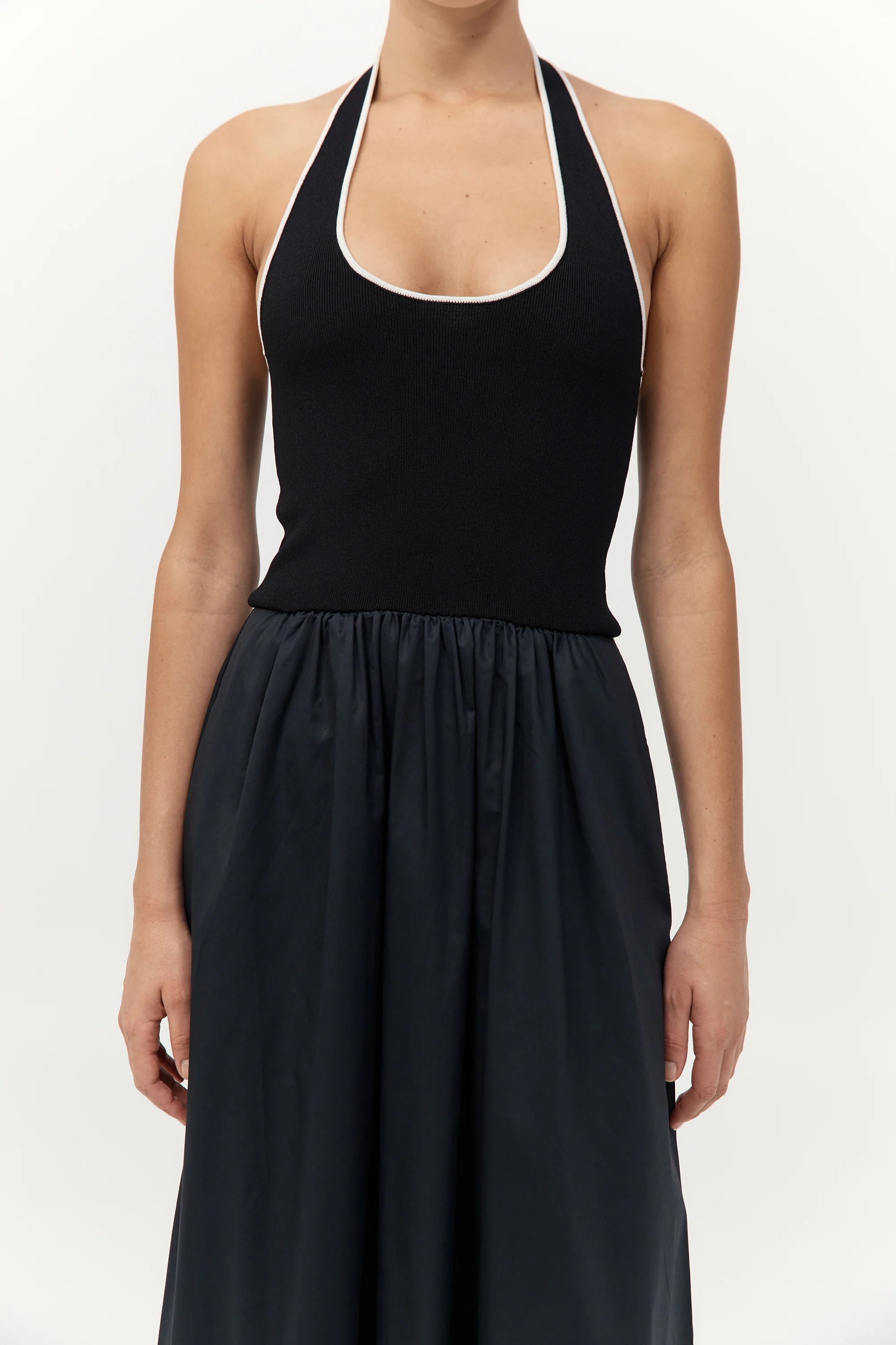 Halter Gathered Dress - Black