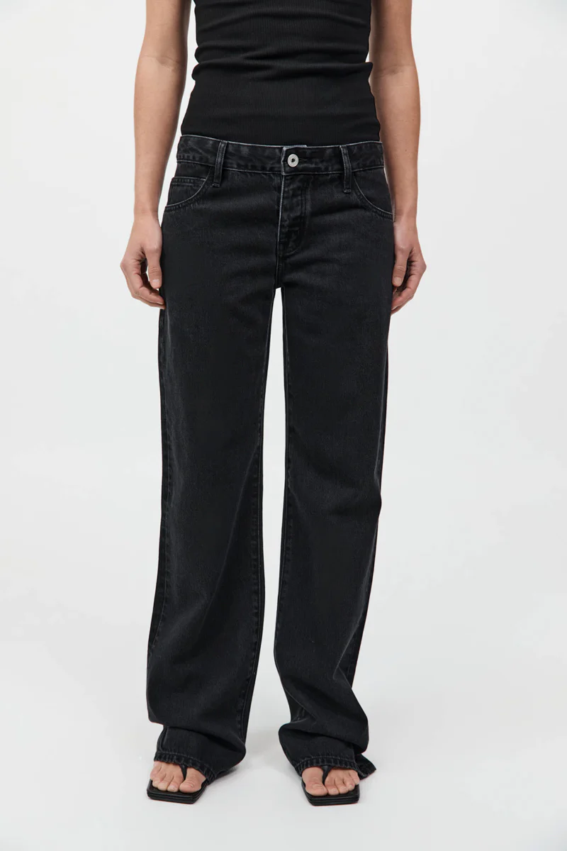 90s Low Rise Jeans - Washed Black