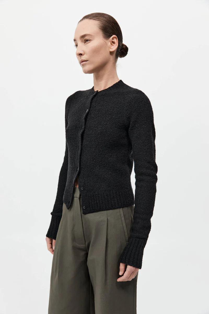 Boucle Wool Cardigan - Black