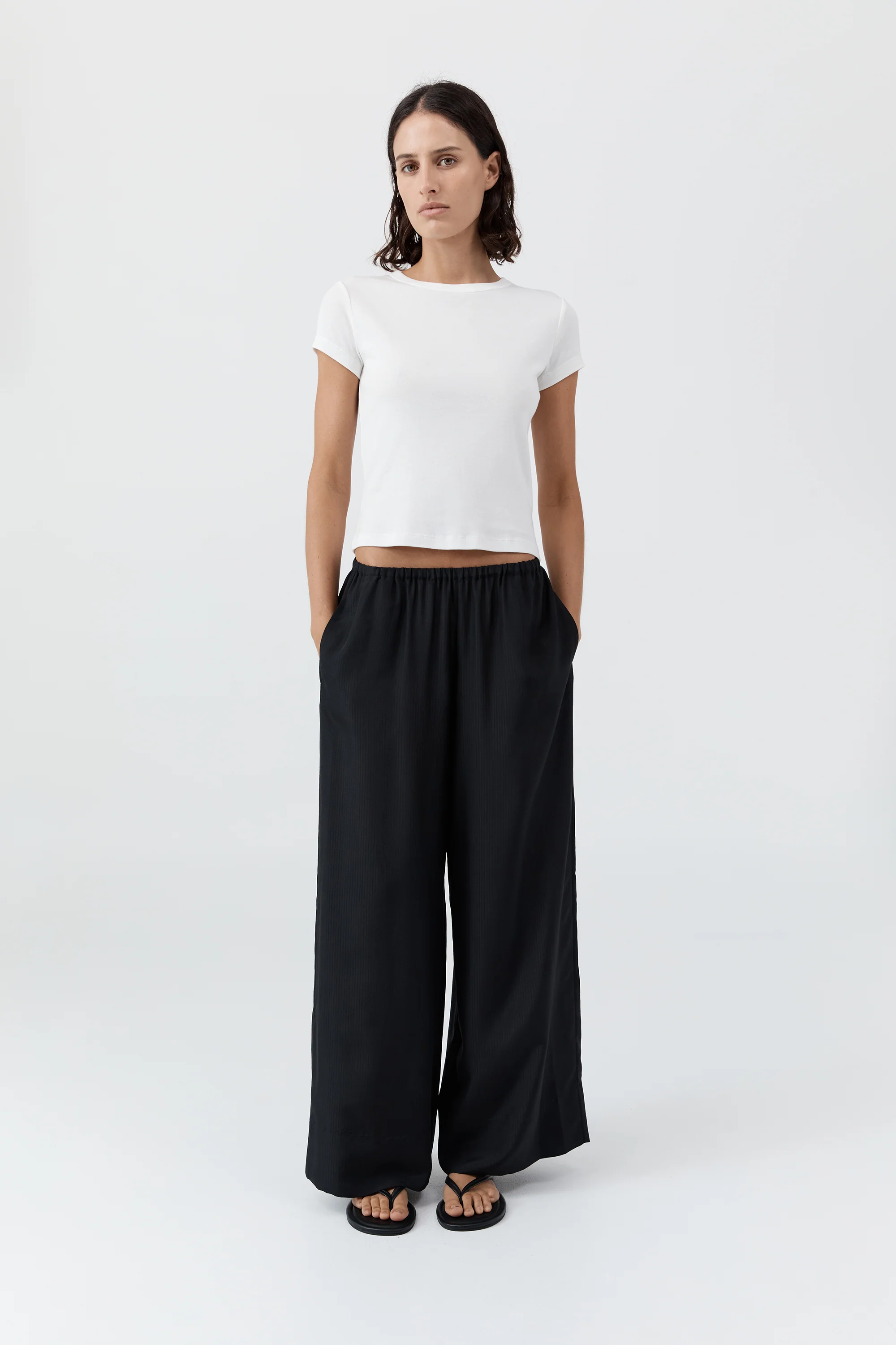 Silk Grid Relaxed Pants - Black