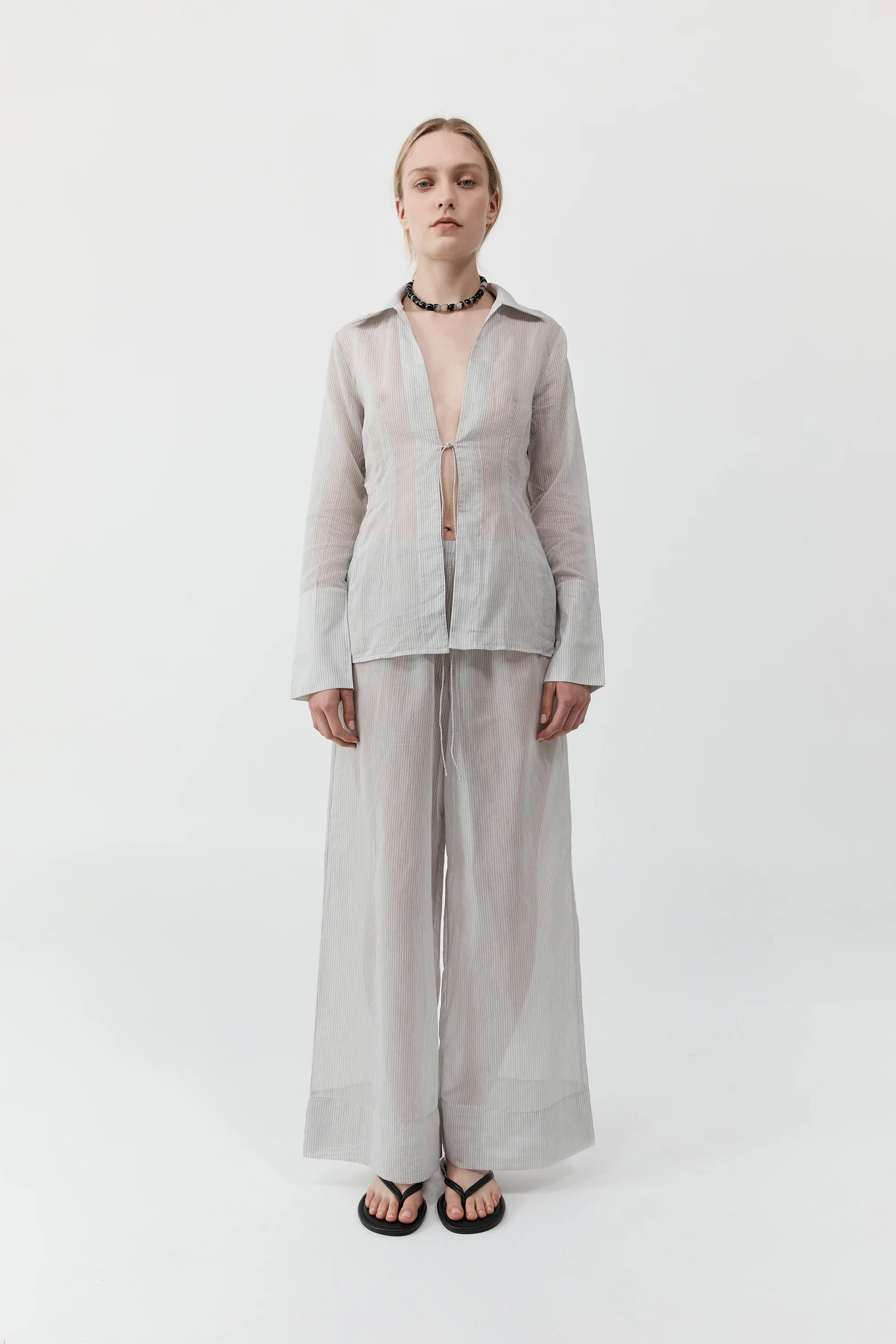 Sheer Stripe Relaxed Pant - Sheer Stripe