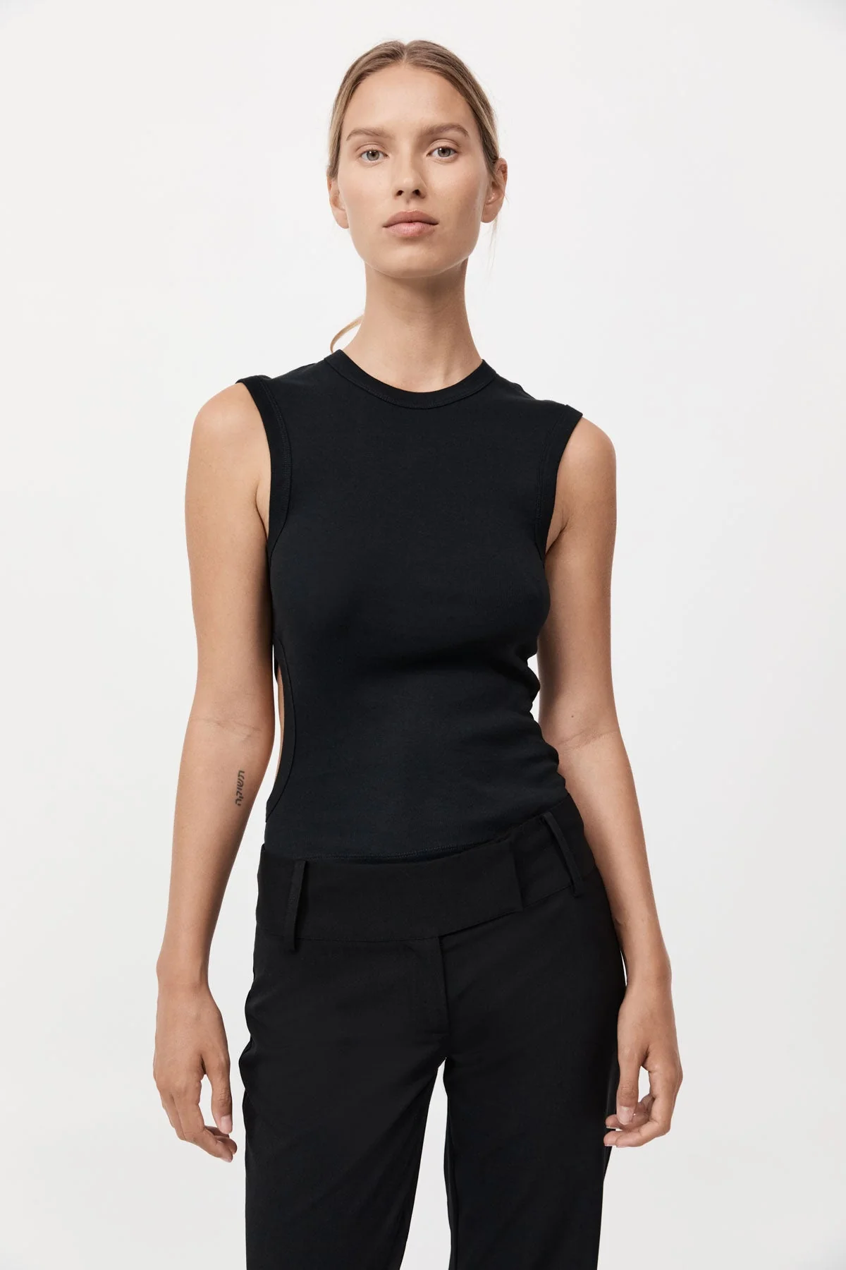 Organic Cotton Cut Out Tank - Jet Black