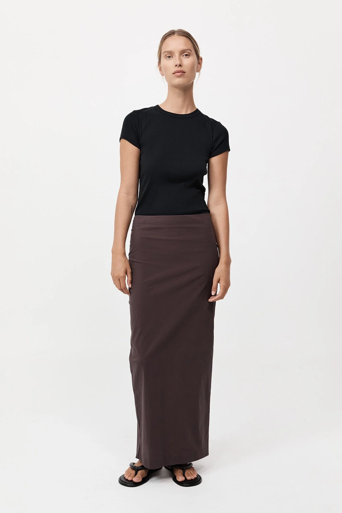 Minimal Column Skirt - Chocolate Plum