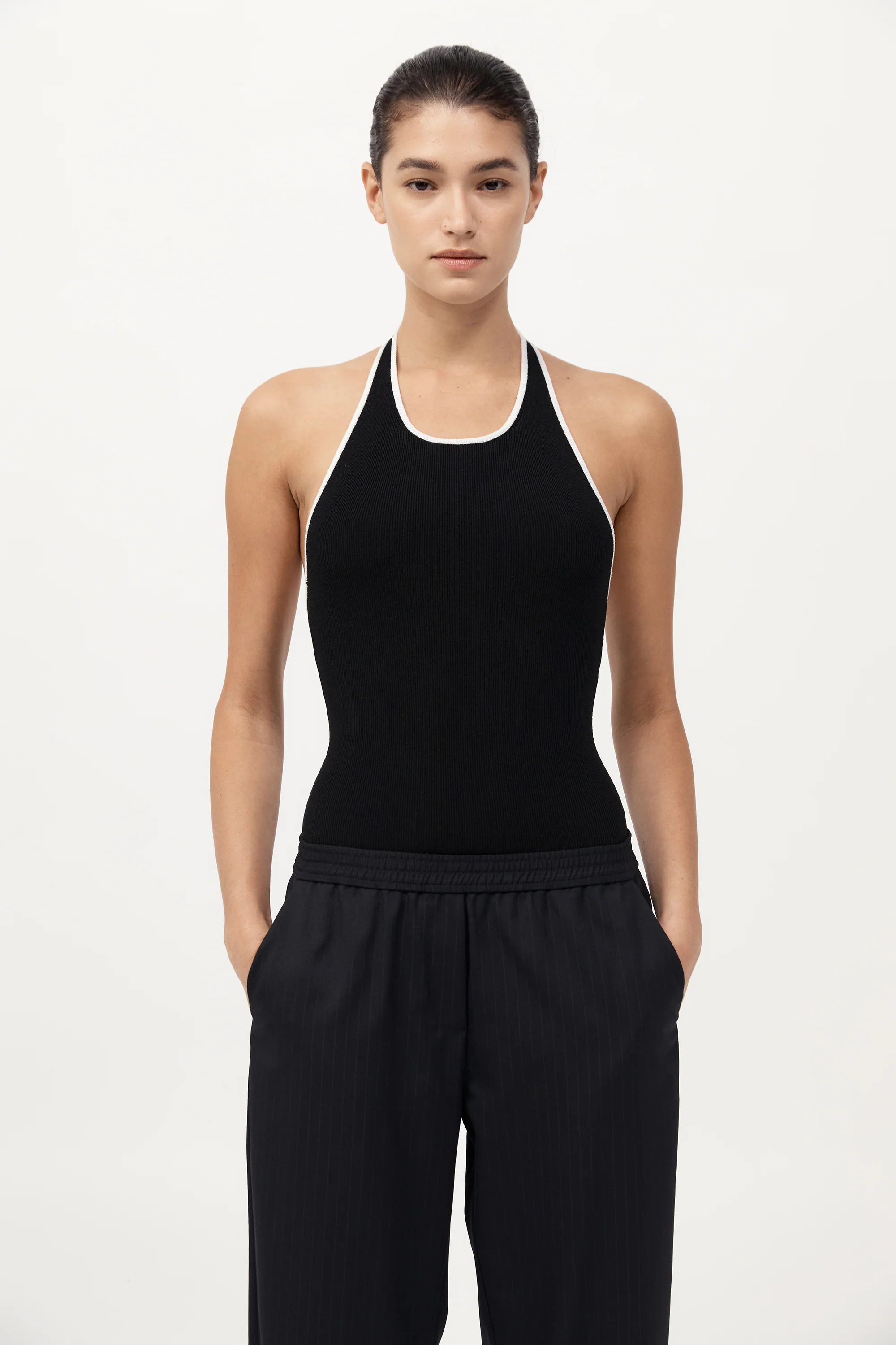 Fine Line Halter Top - Black