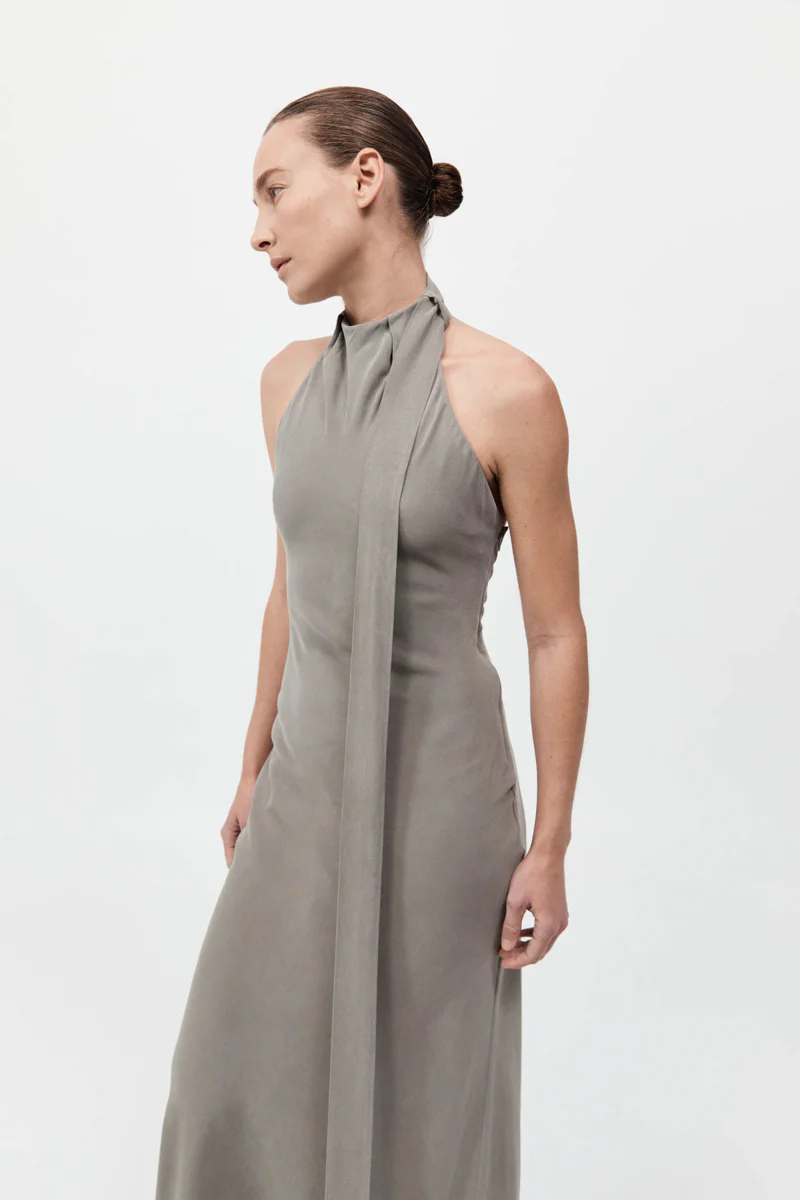 Bias Scarf Dress - Slate