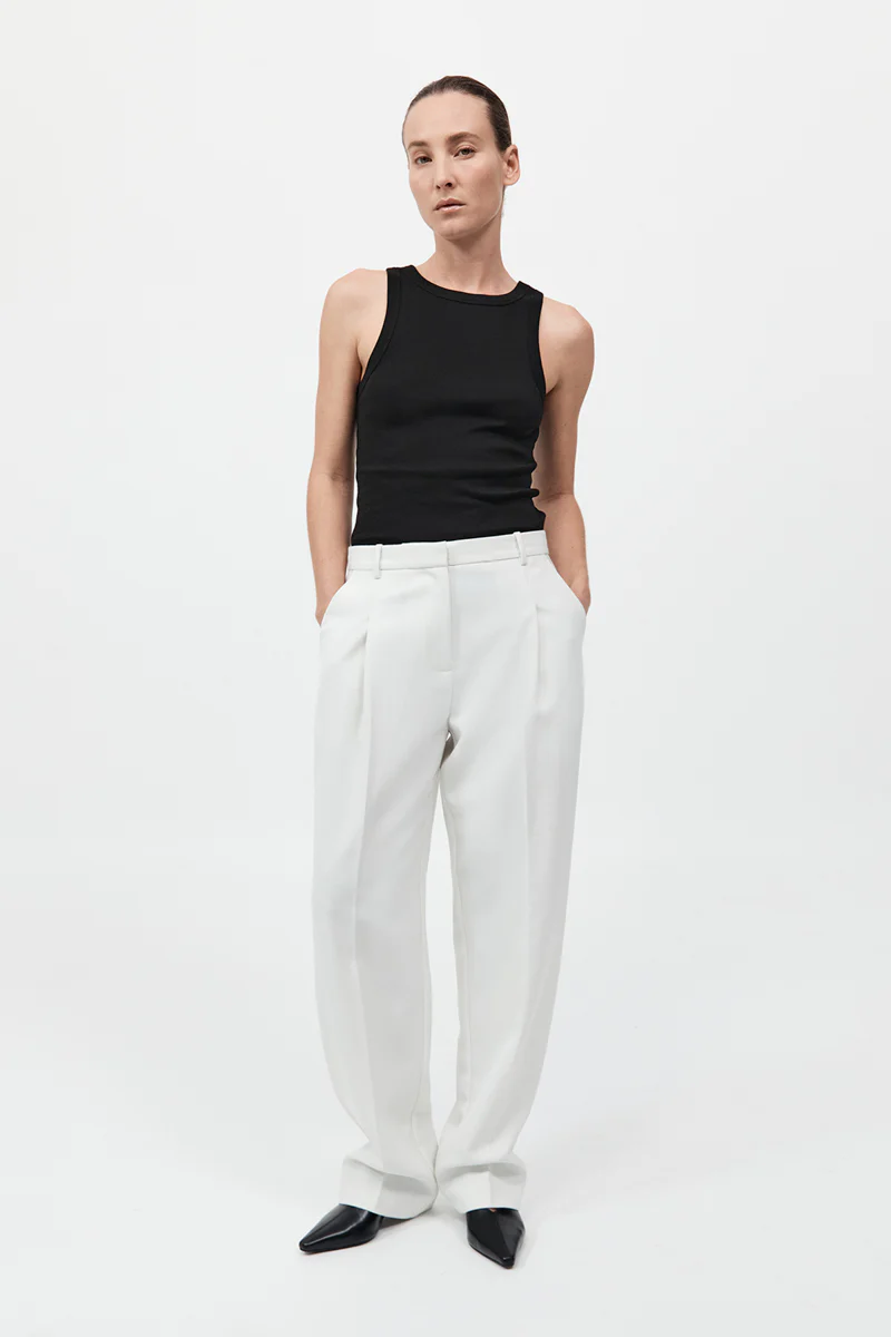 Tailored Pleat Pant - White