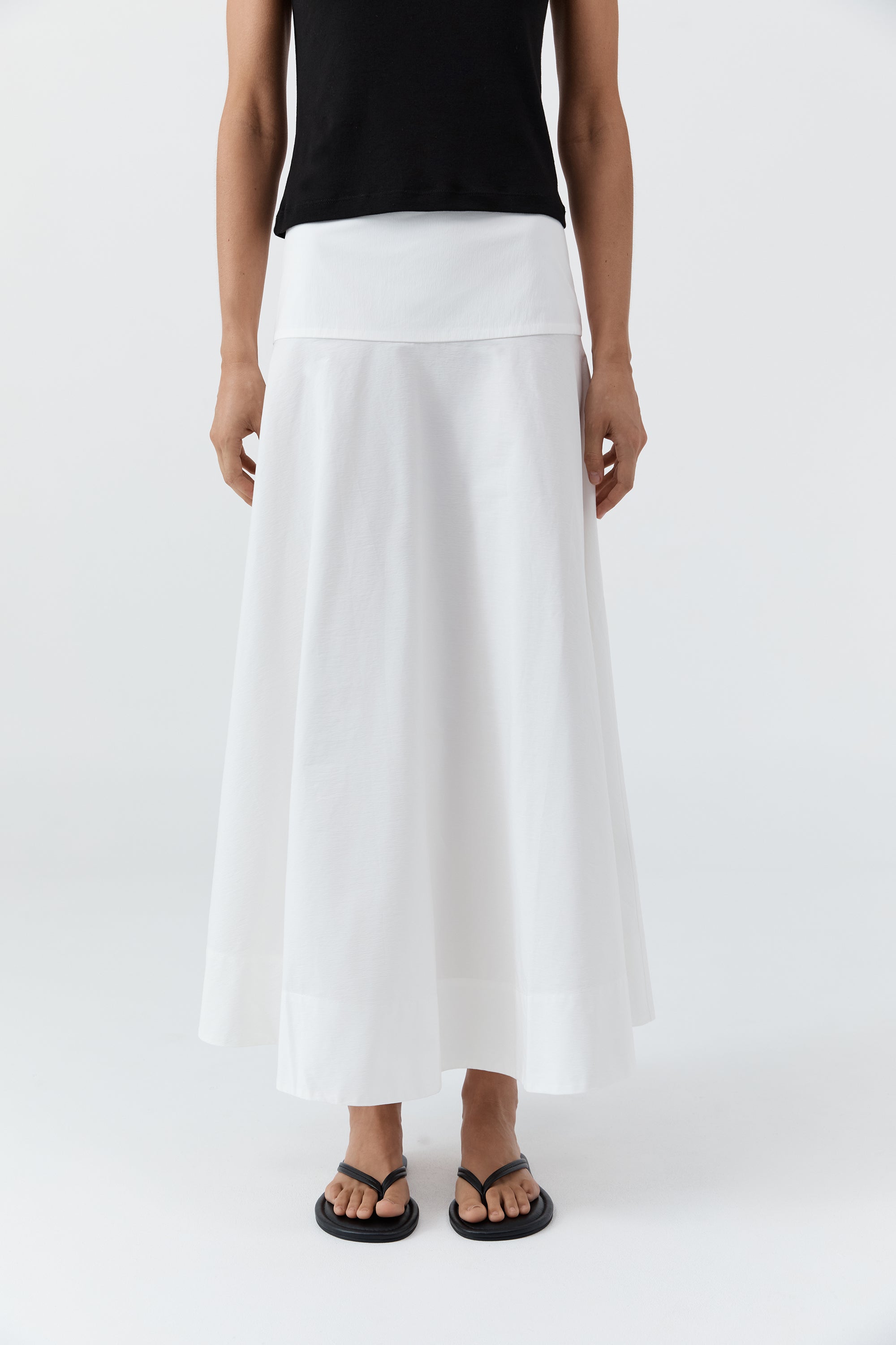 Cotton Circle Hem Skirt - White
