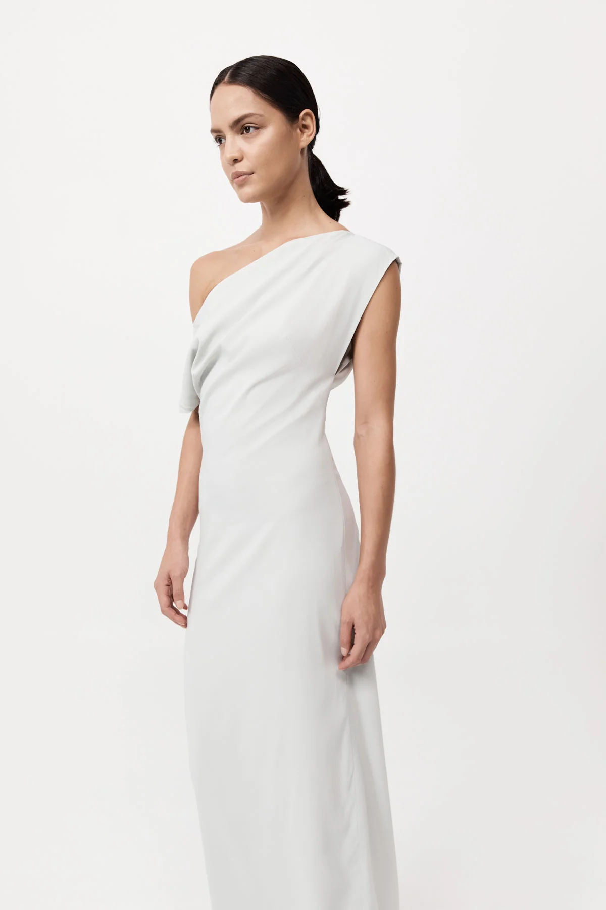 Asymmetric Off Shoulder Dress - Silver