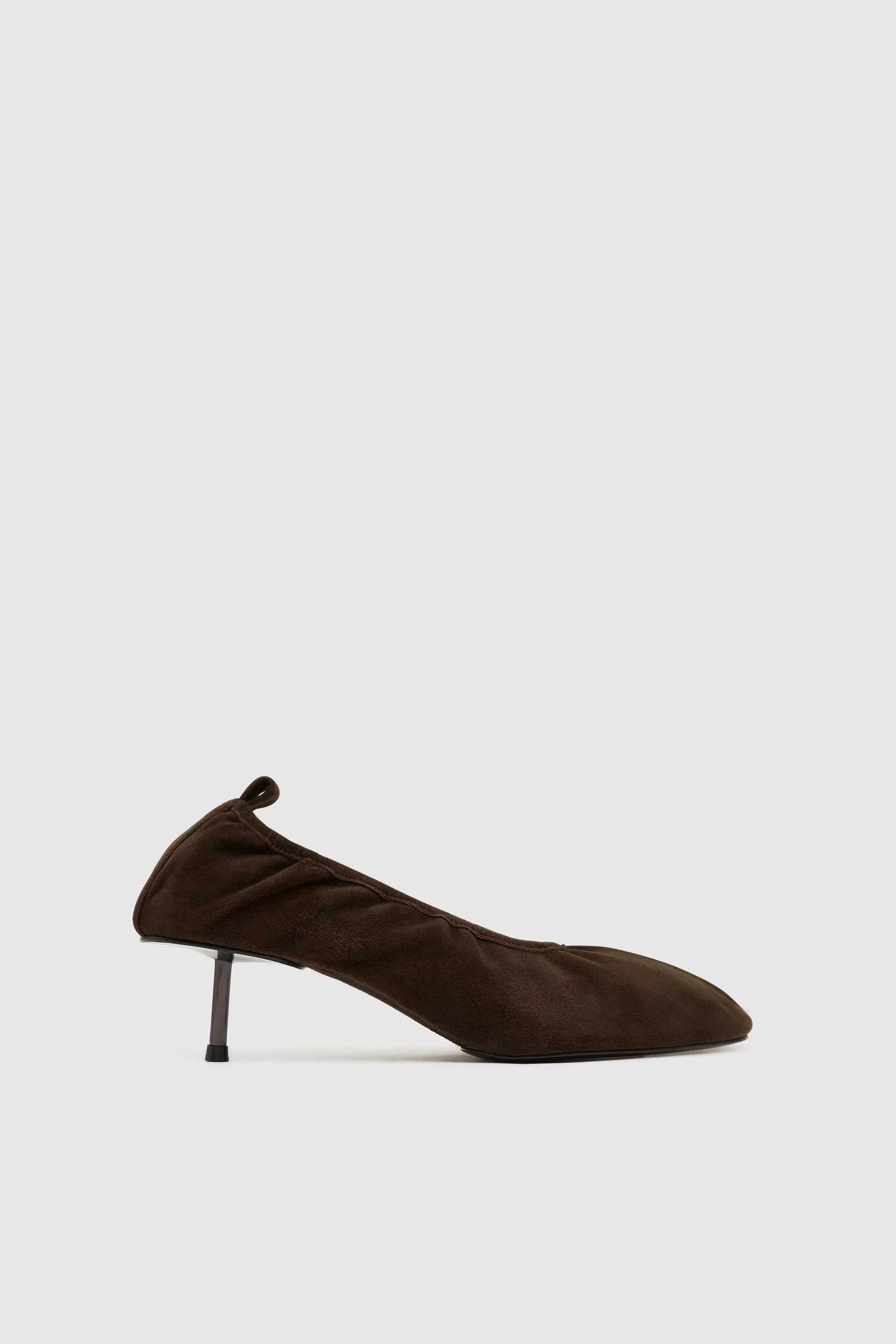 Suede Classic Ballet Heel - Coffee