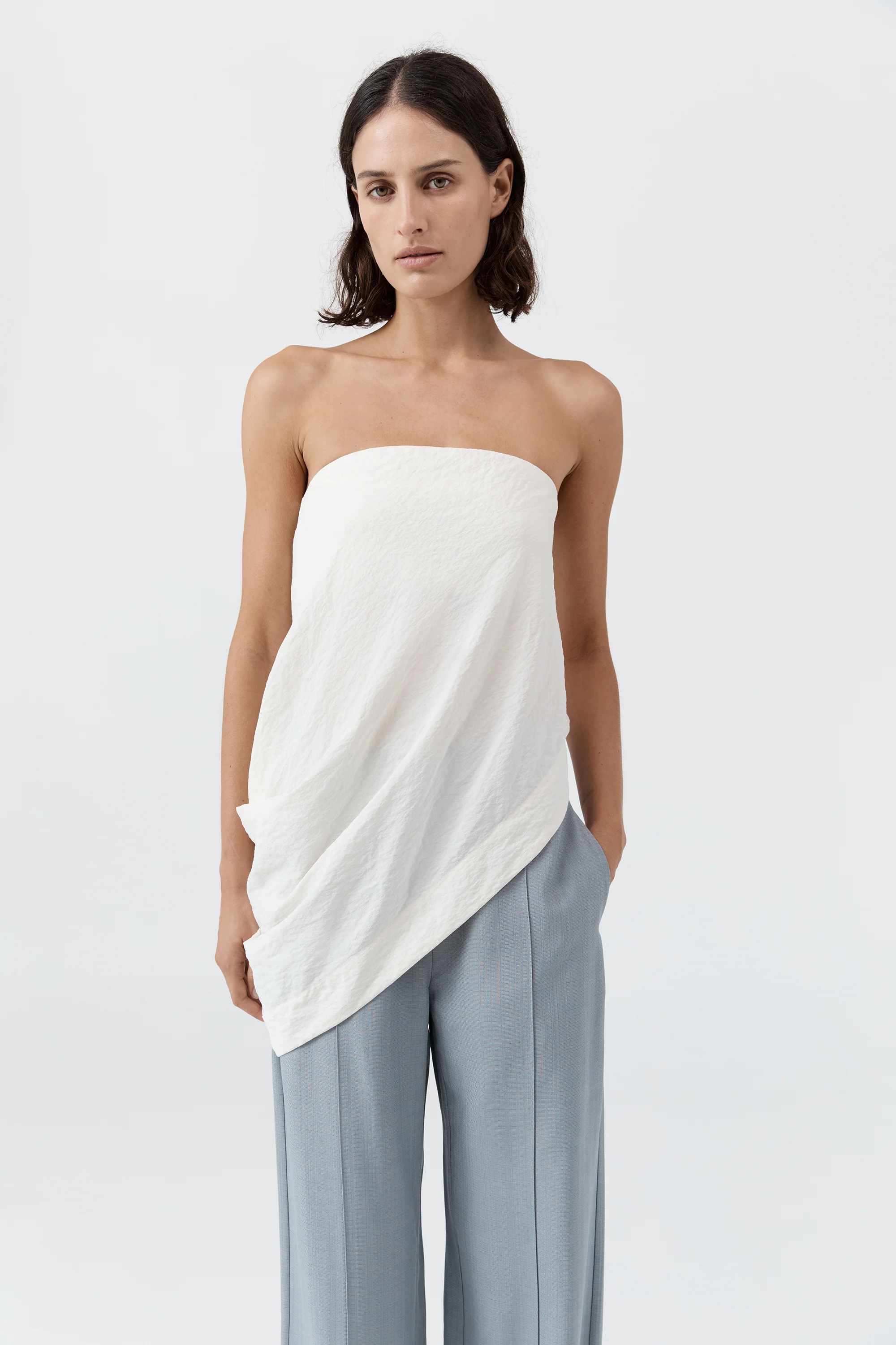 Cloud Asymm Drape Top - Off White