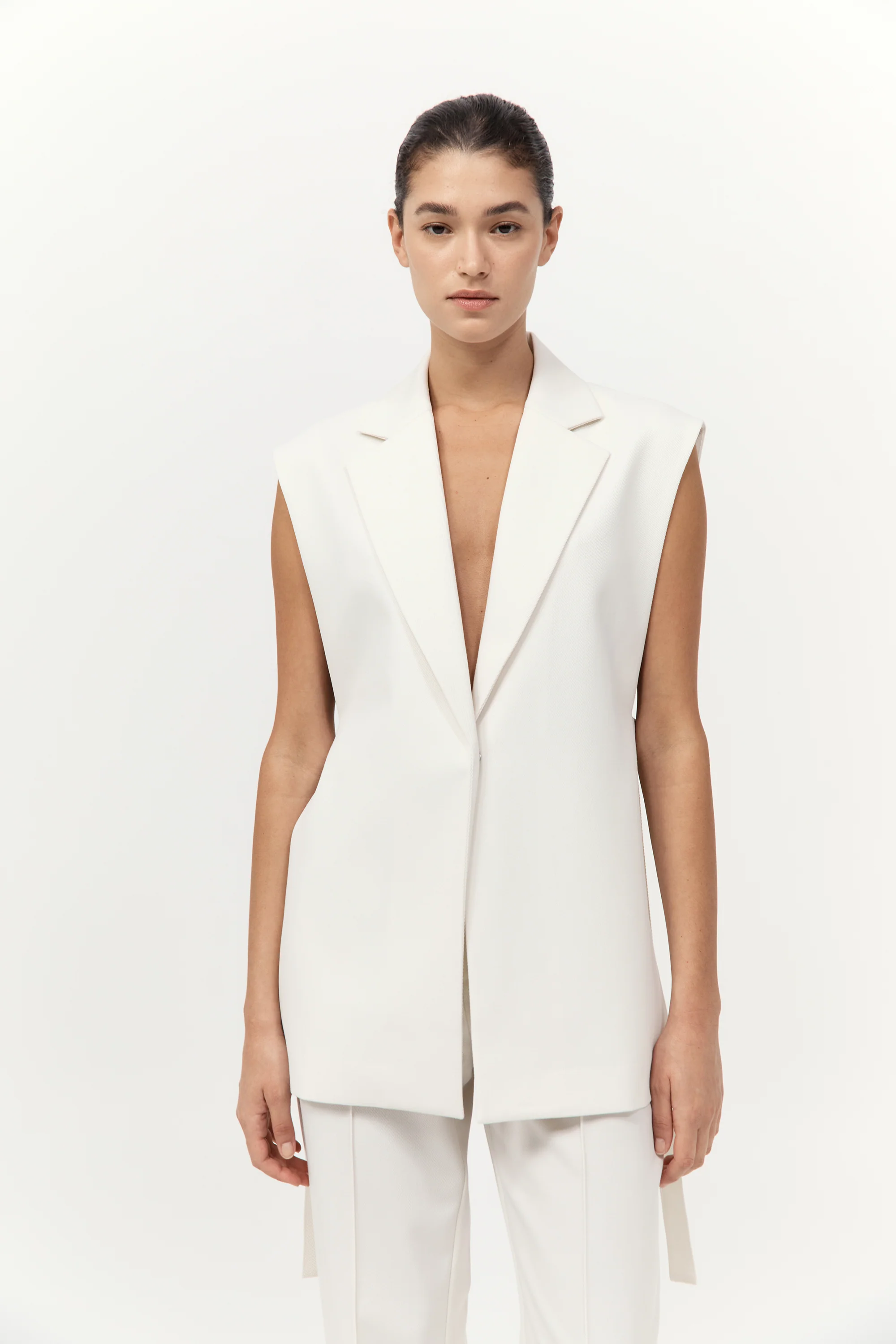 Relaxed Side Tie Vest - Off White