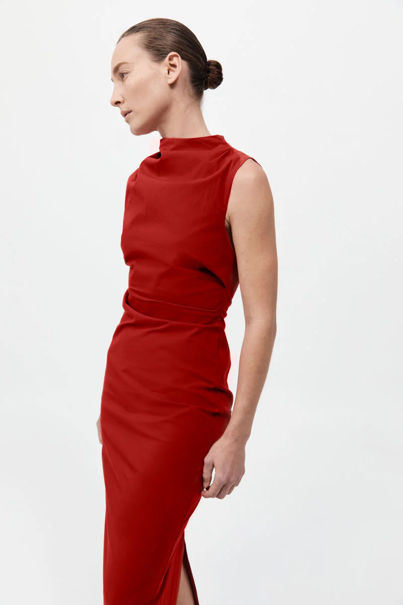 Soft Sculptural Dress - Rosso