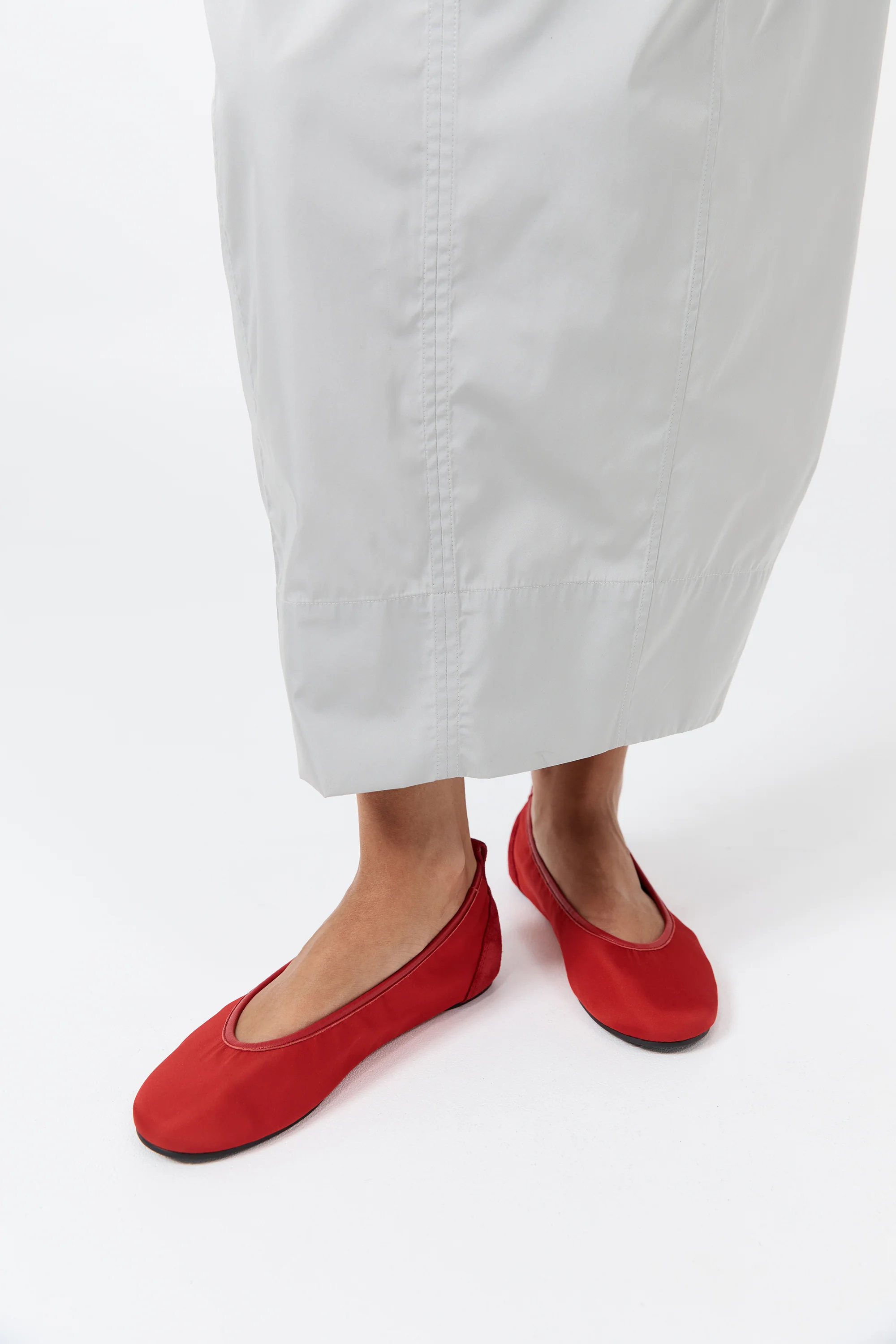 Satin Ballet Flat - Rosso