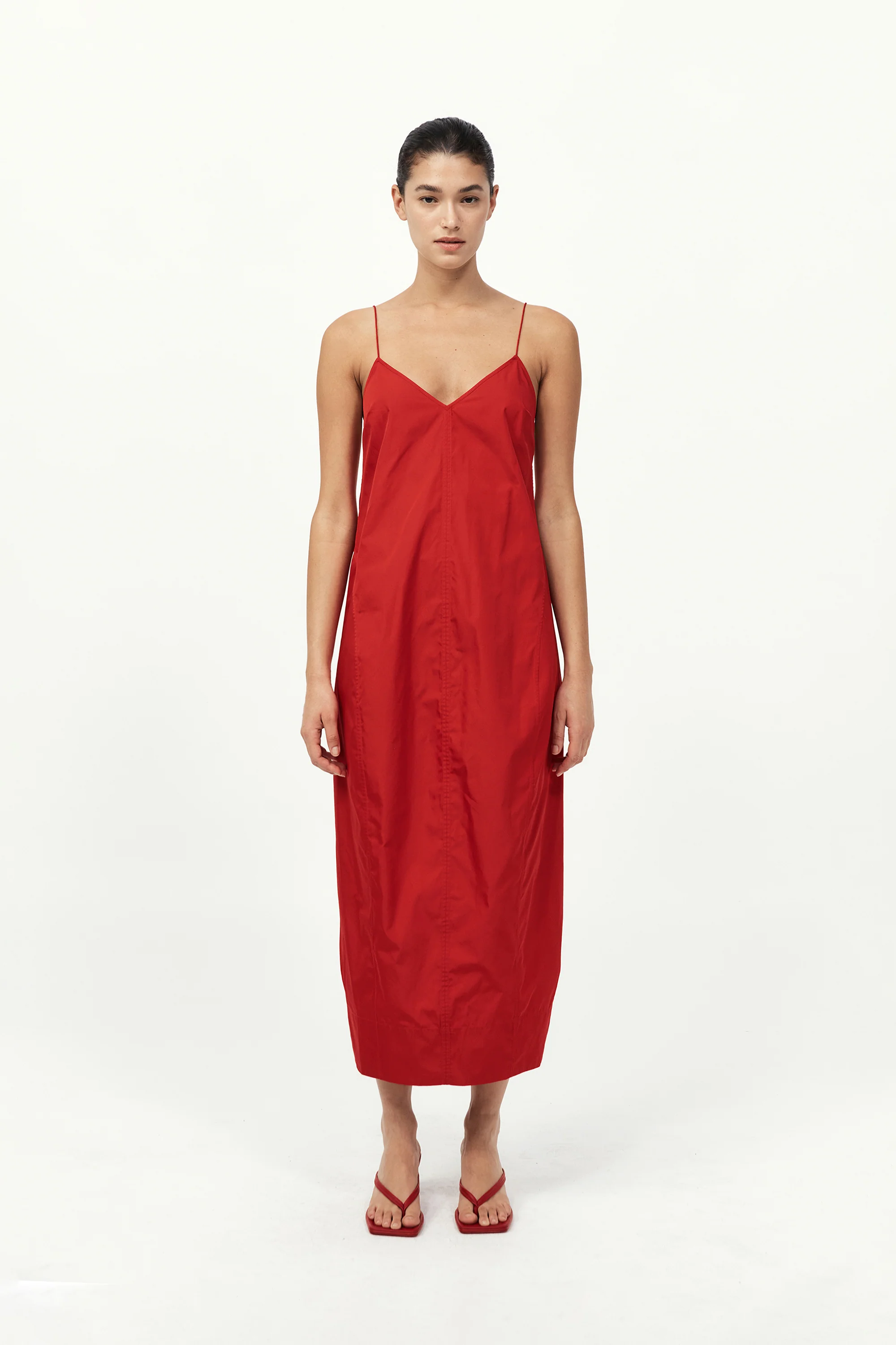 Paper Taffeta Cocoon Dress - Red