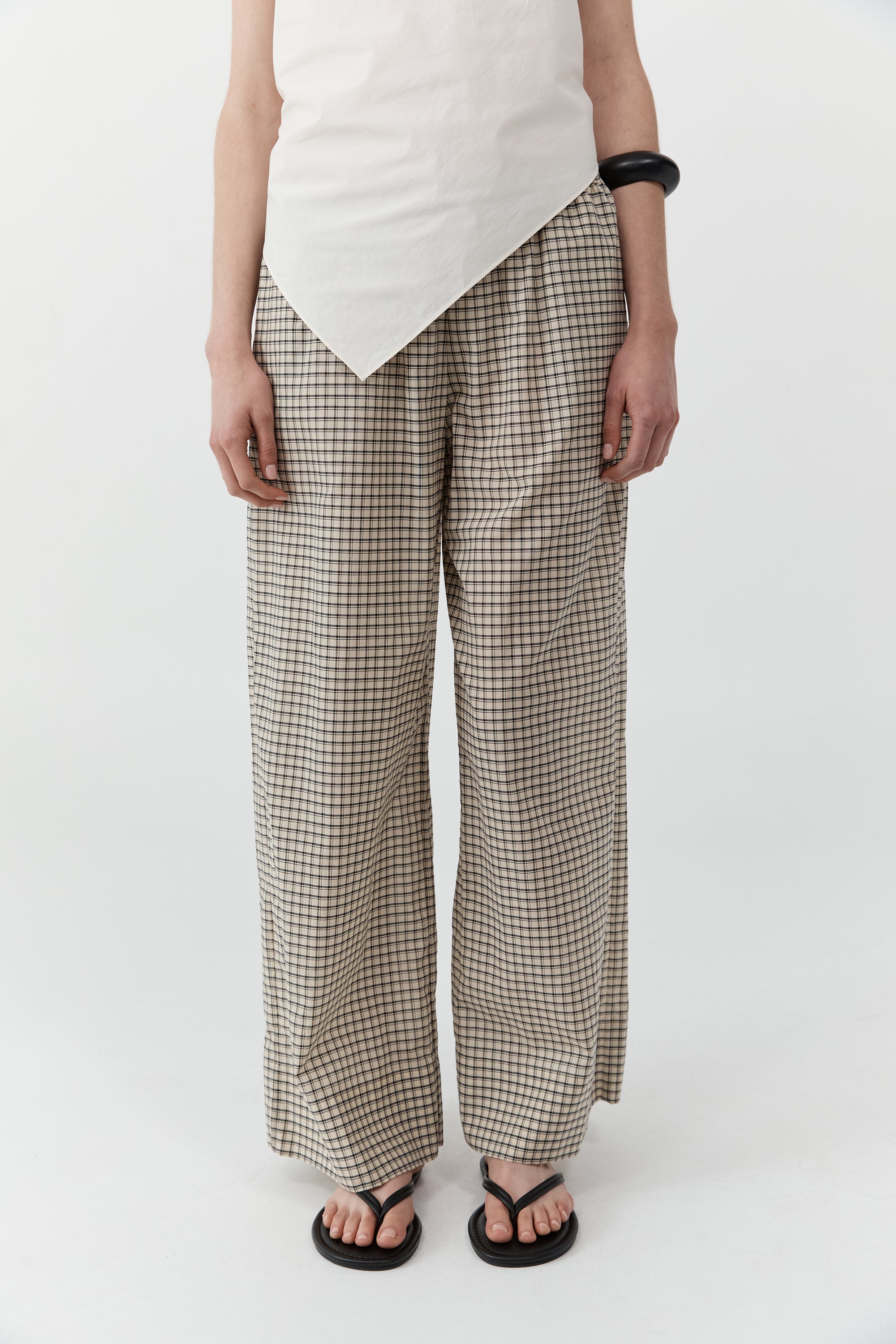 Cotton Check Relaxed Pant - Check
