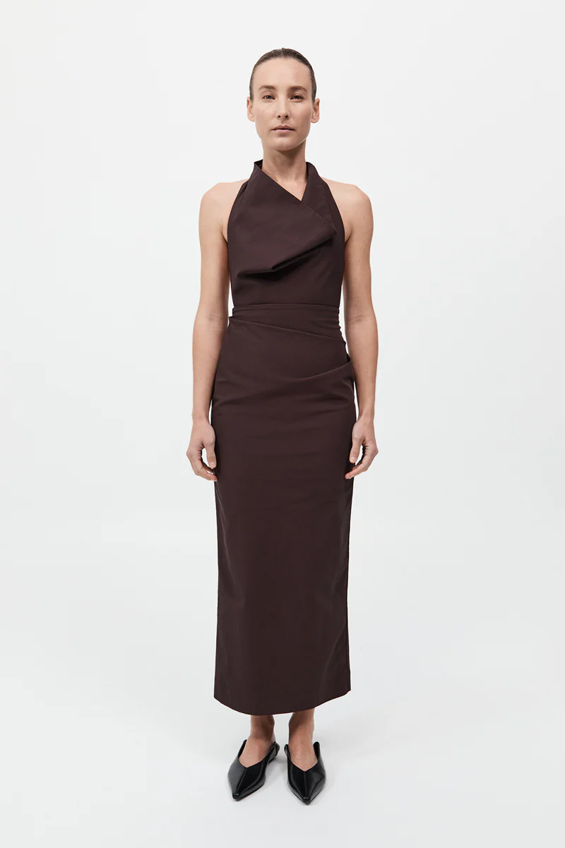 Structural Tie Dress - Port