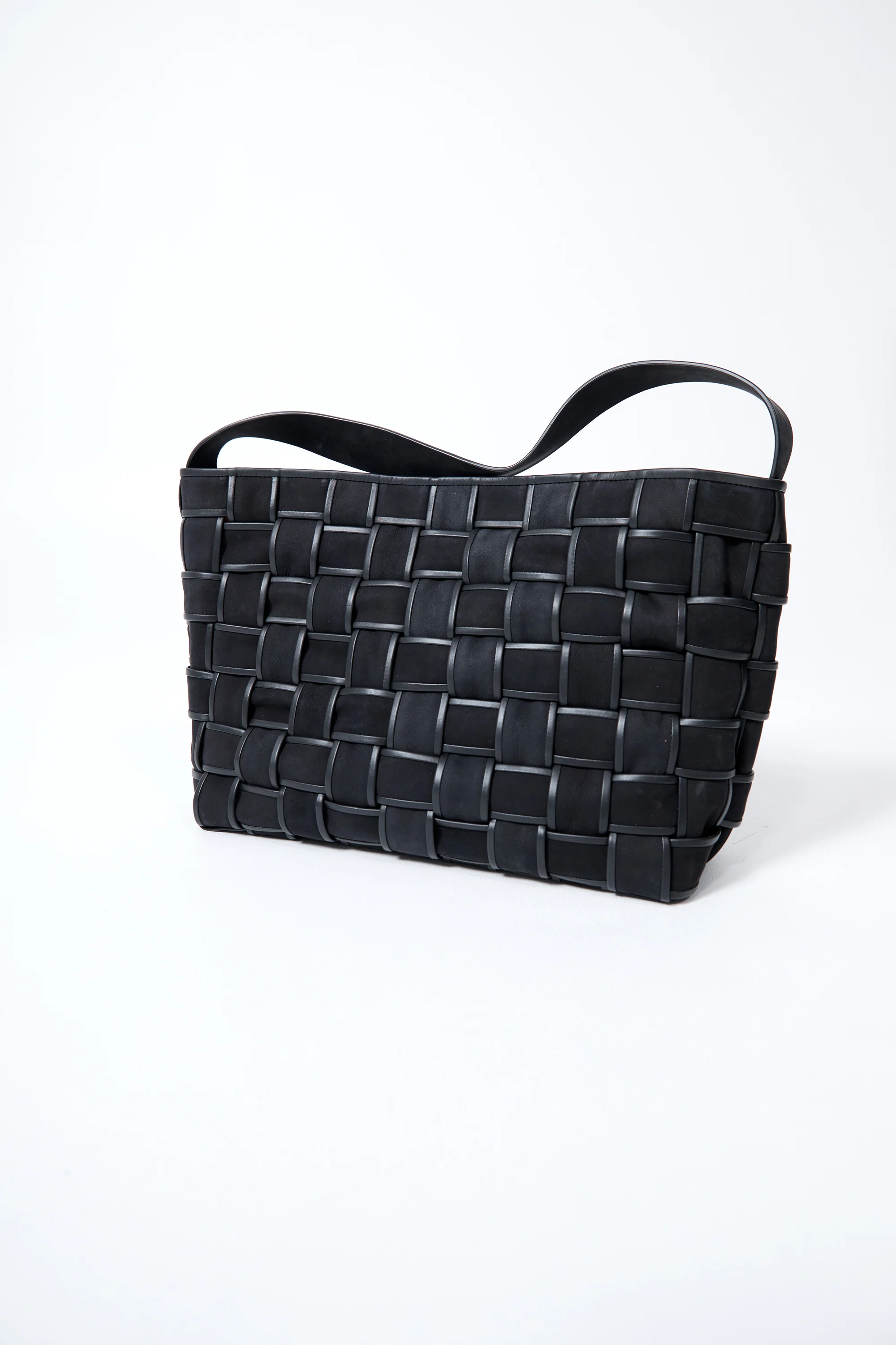 Border Woven Large Tote - Black